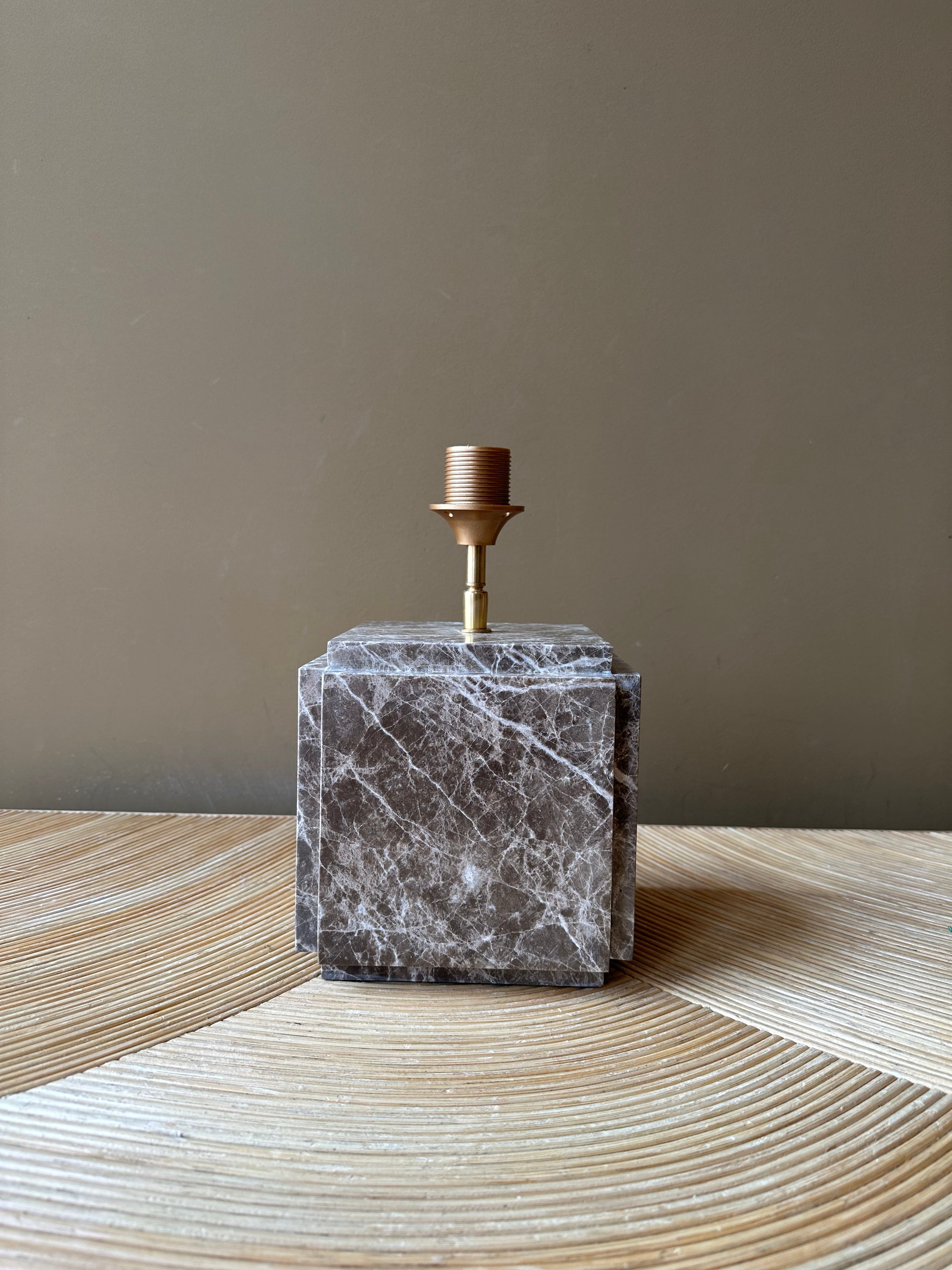 Brown Marble Square Lamp Base | Unique Design by Madame Garage