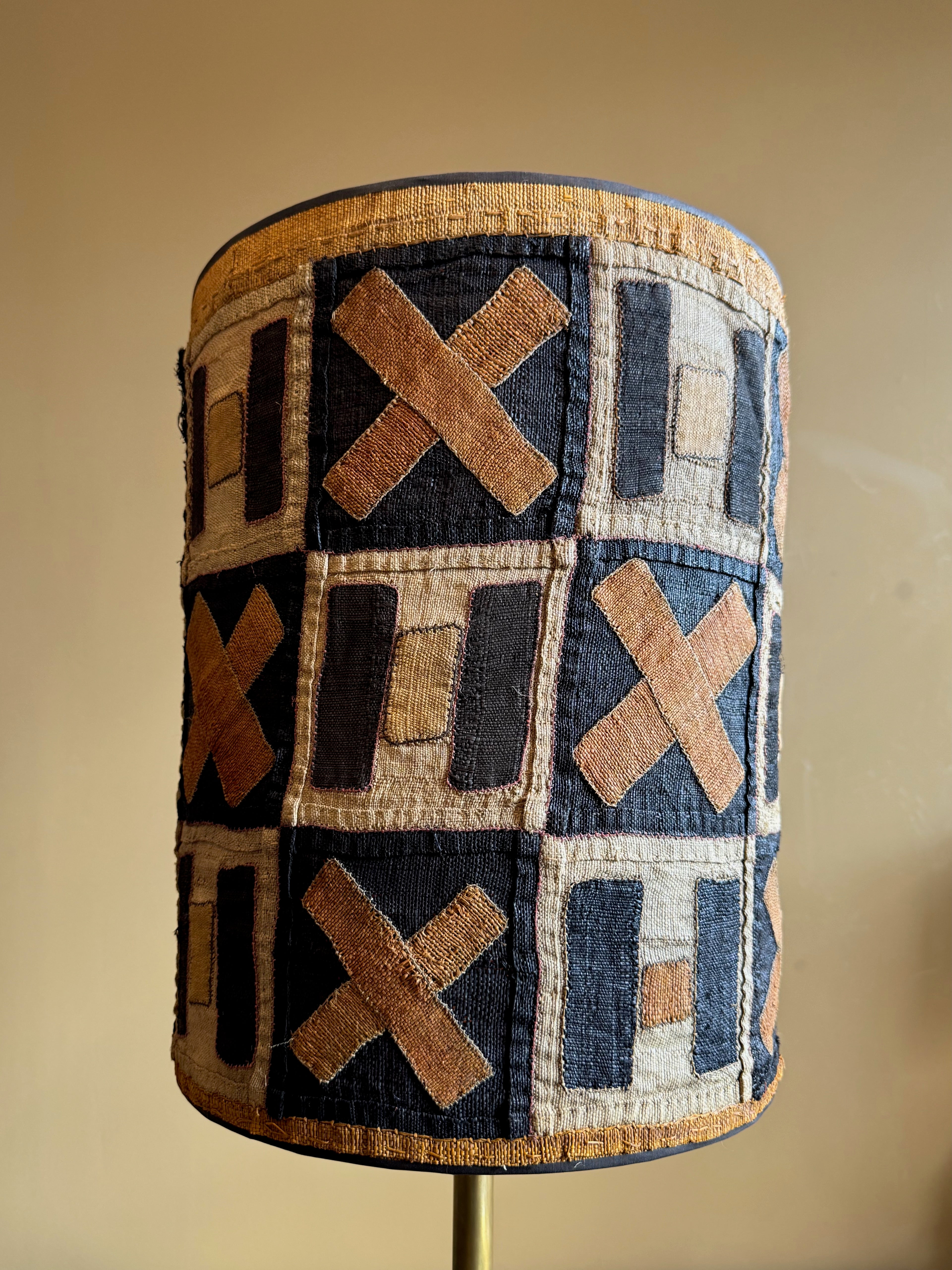 ムク SAR Kuba Burned Orange Checkers Lampshade | Handmade by Madame Garage