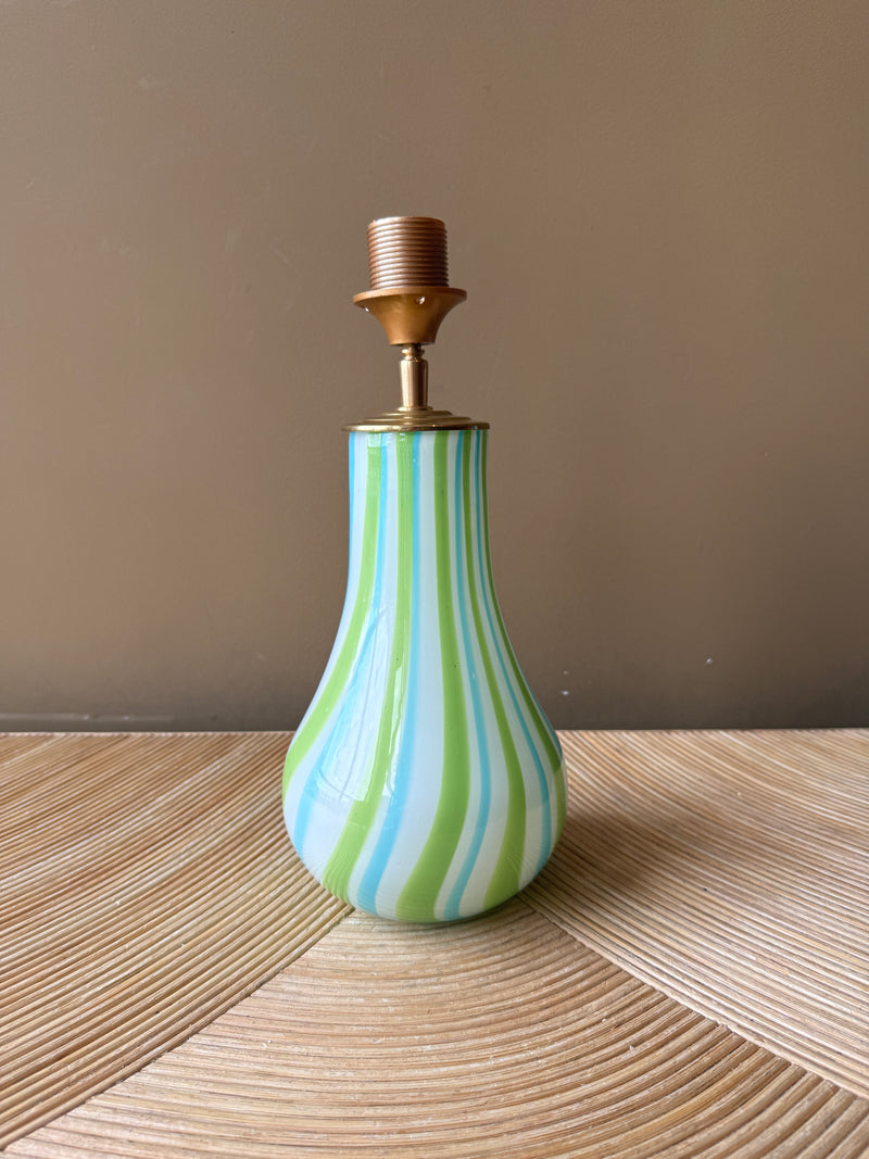 Vintage Lime Blue Glass Swirls