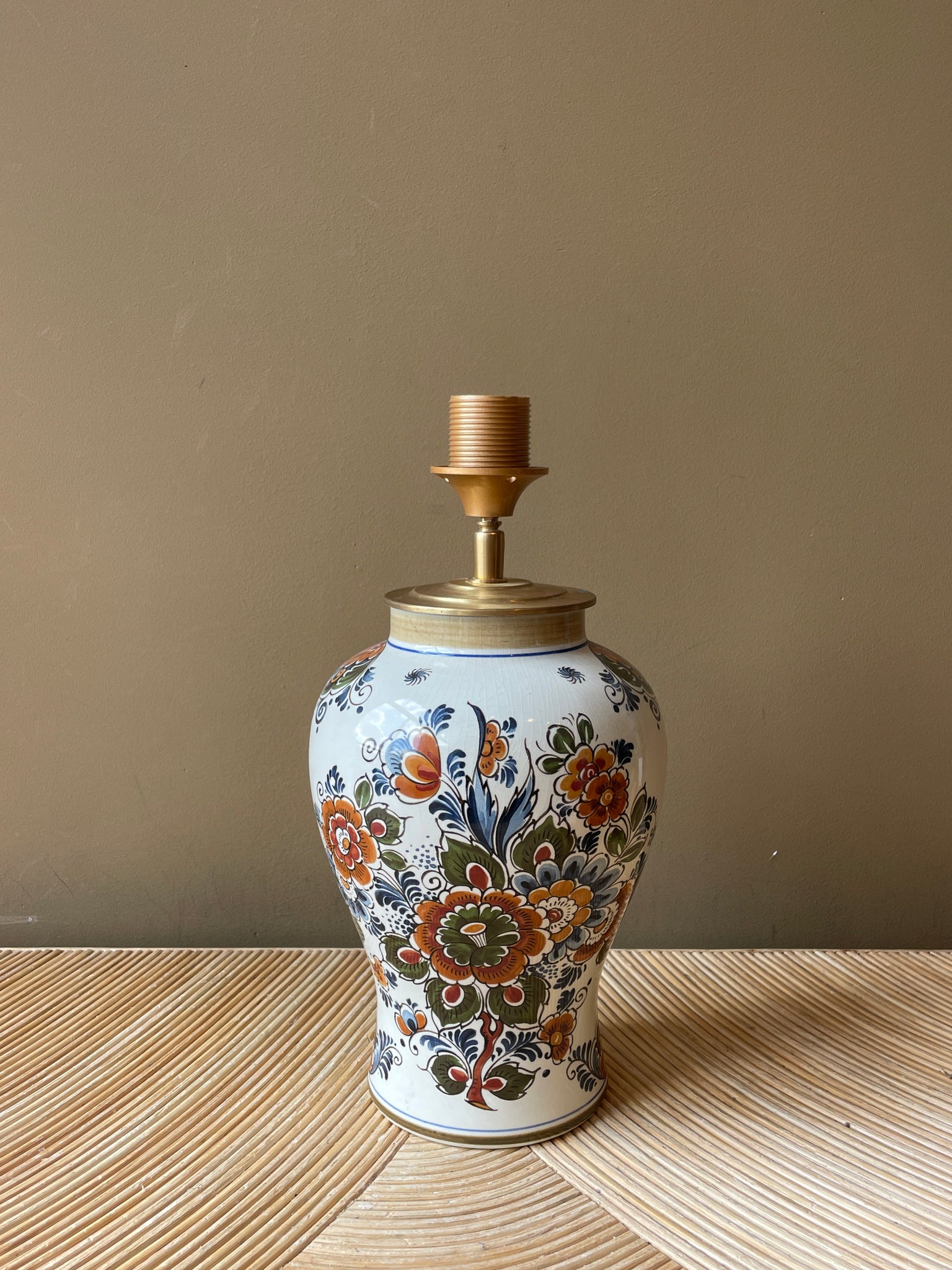 Delft Flower Jar Brown Green Model B