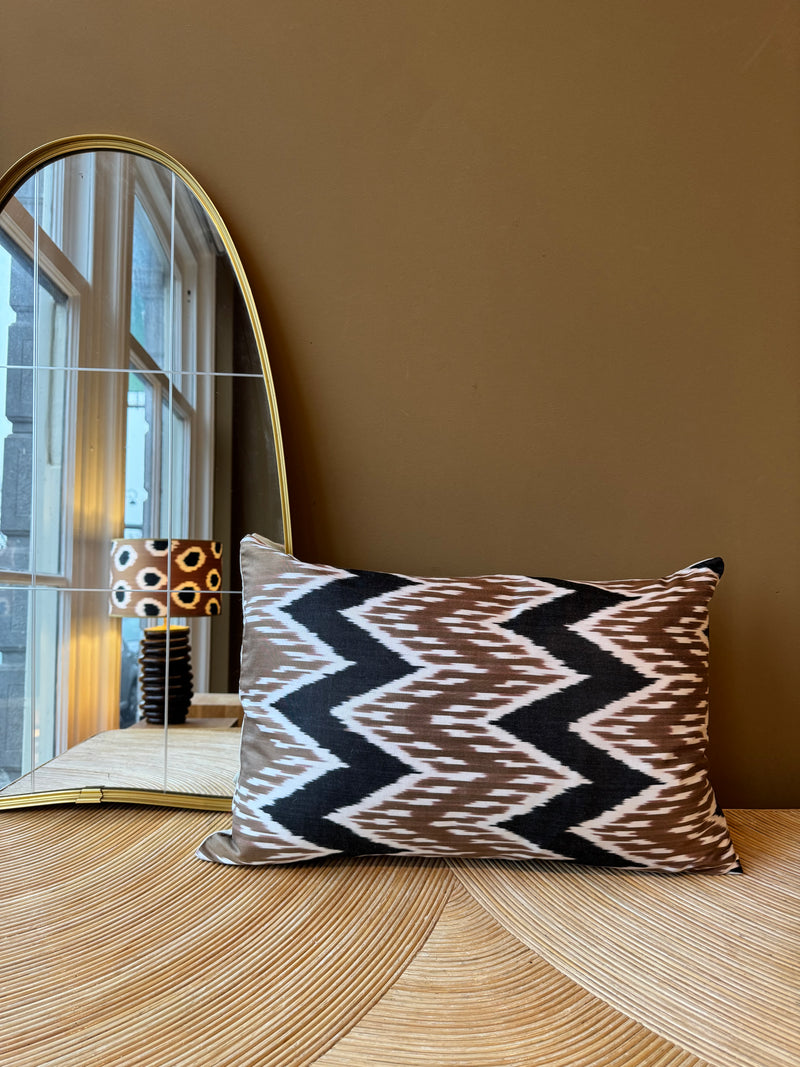 SALE Cushion Dark Caramel Zigzag - Silk Ikat