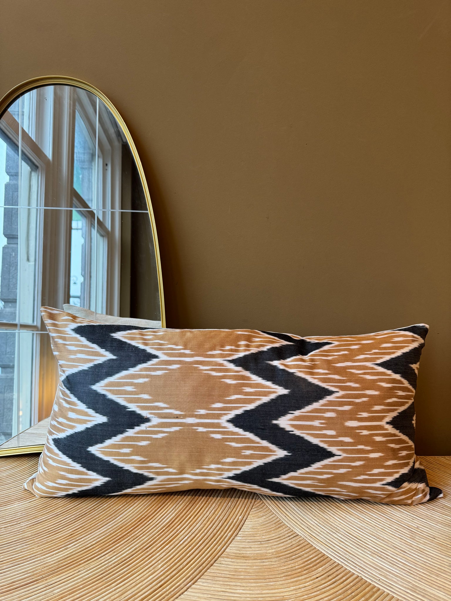 SALE Cushion Caramel Zigzag - Silk Ikat