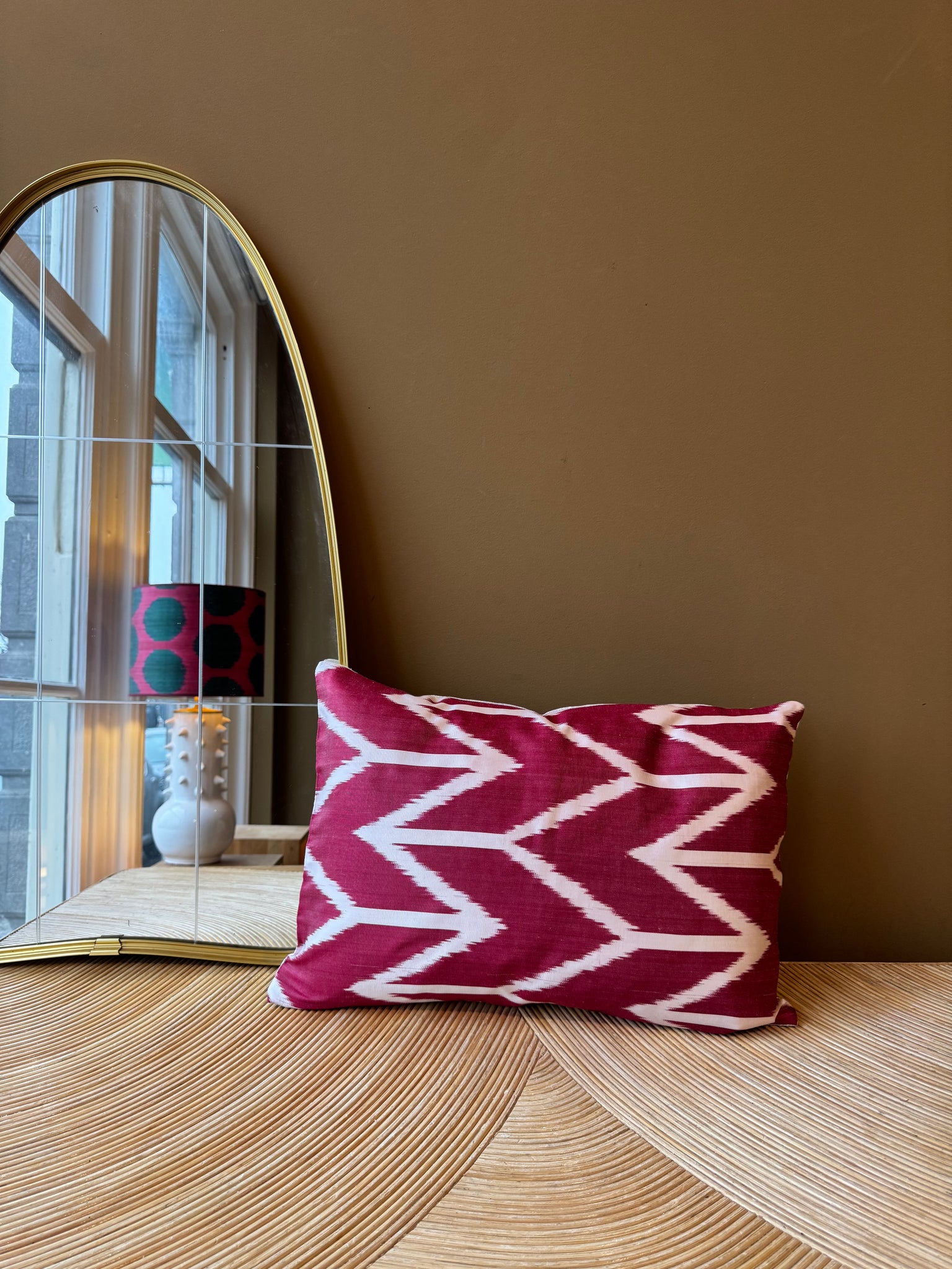 SALE Cushion Cherry Arrow - Silk Ikat