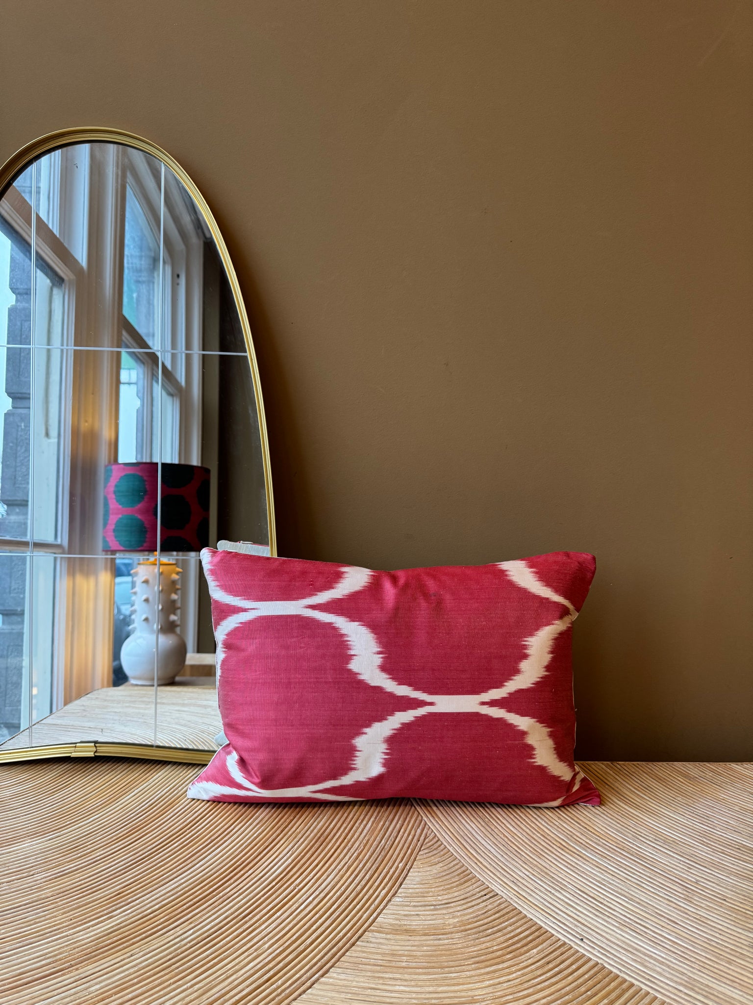 SALE Cushion Cherry Waves - Silk Ikat