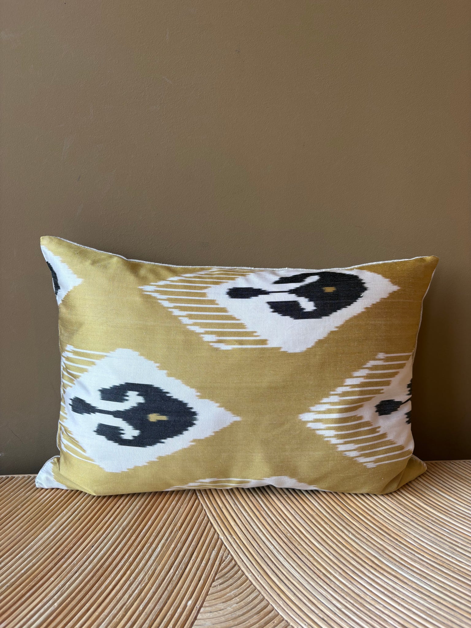 SALE Cushion Yellow French Lily - Silk Ikat