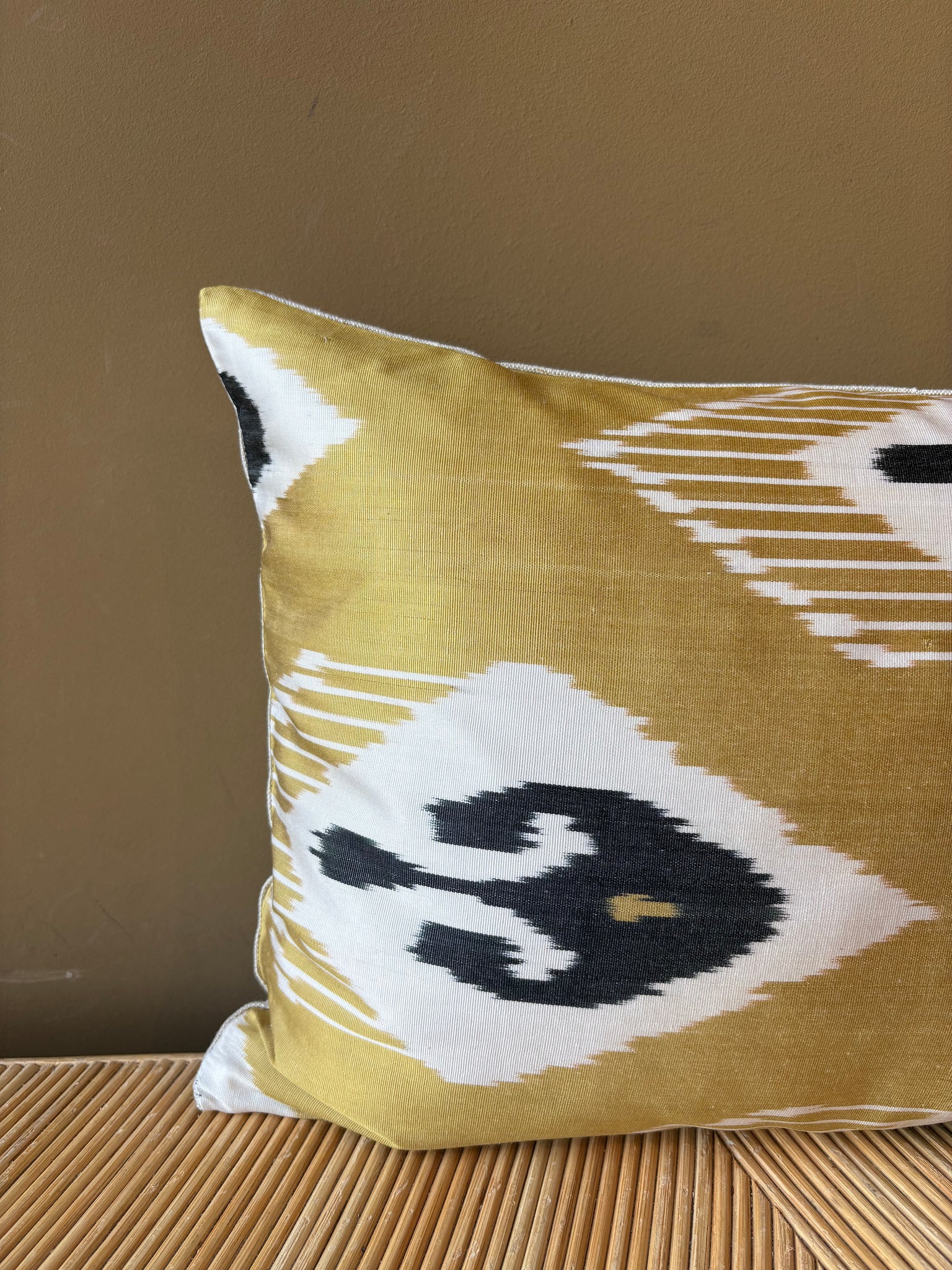 SALE Cushion Yellow French Lily - Silk Ikat