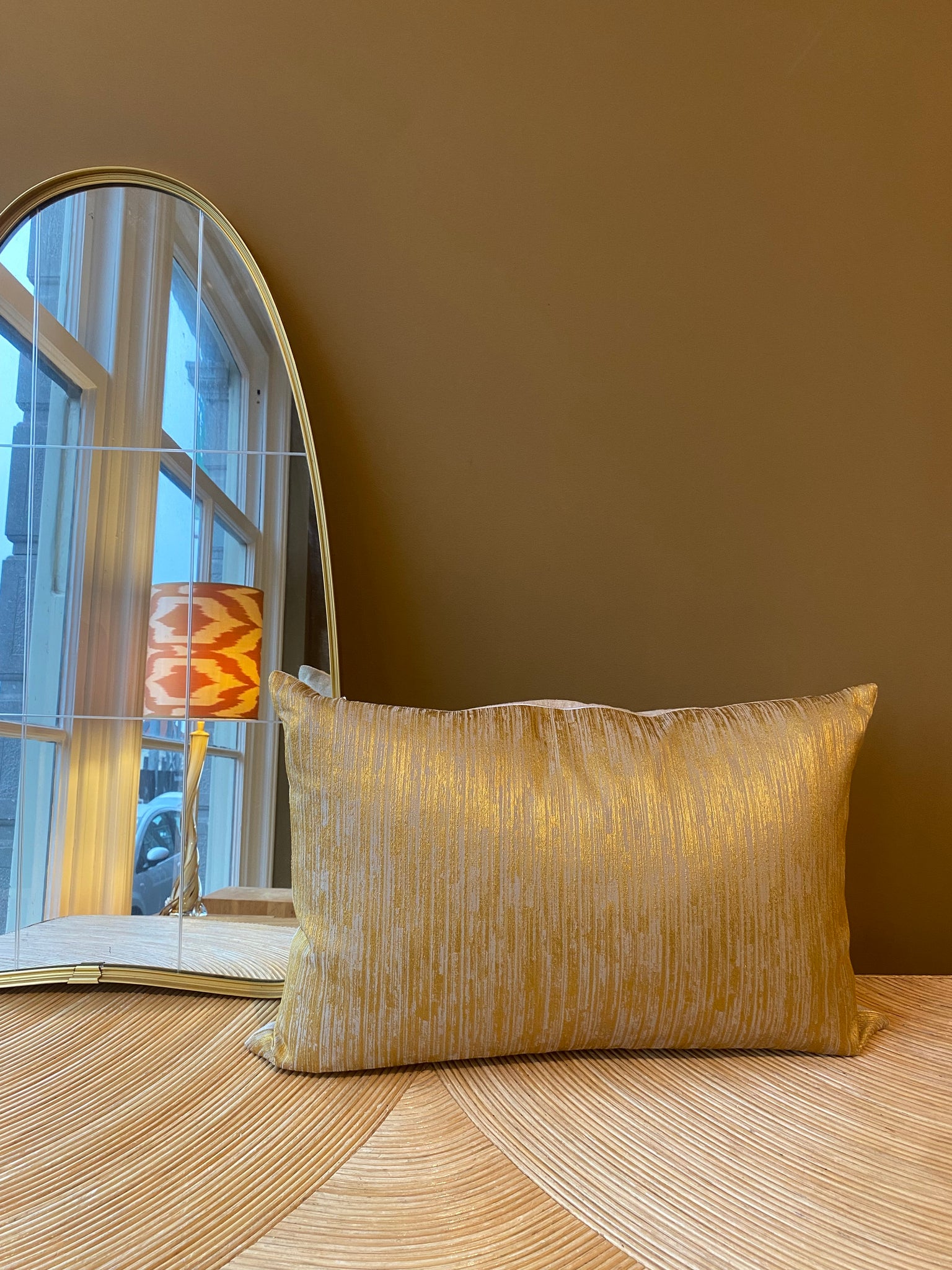 SALE Cushion Mustard Rain - Silk