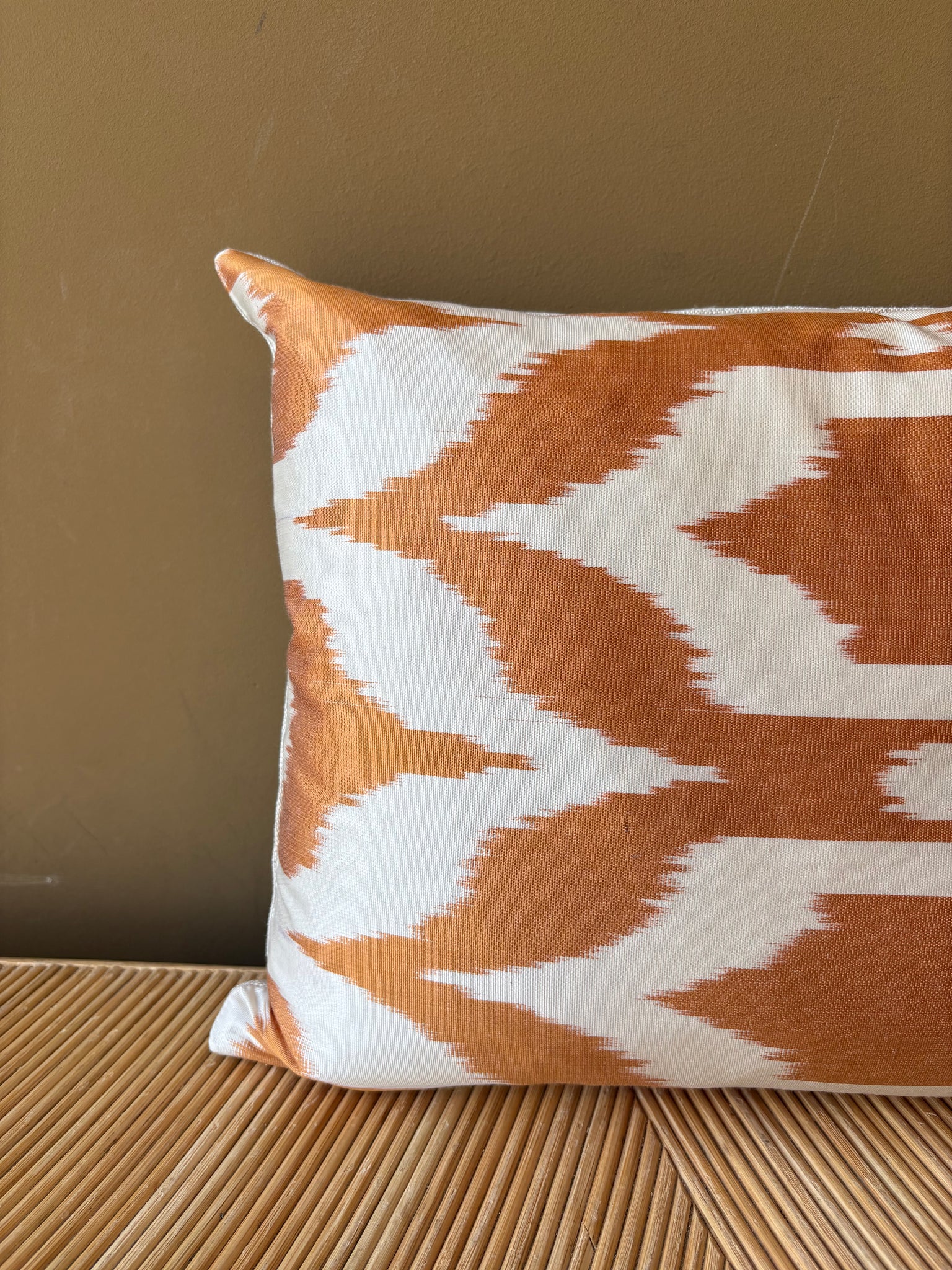 SALE Cushion Orange Crown - Silk Ikat