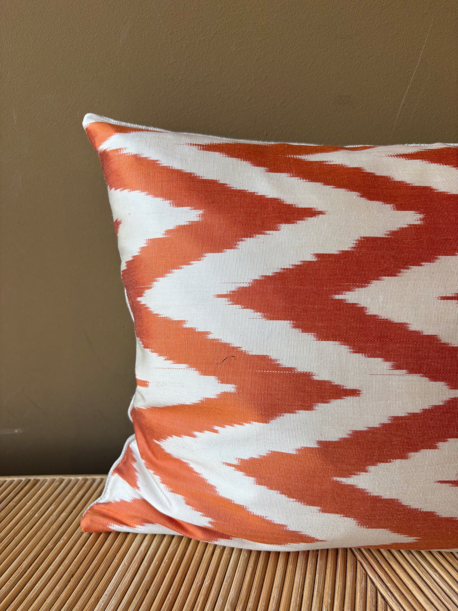 SALE Cushion Terra Ecru Zigzag - Silk Ikat