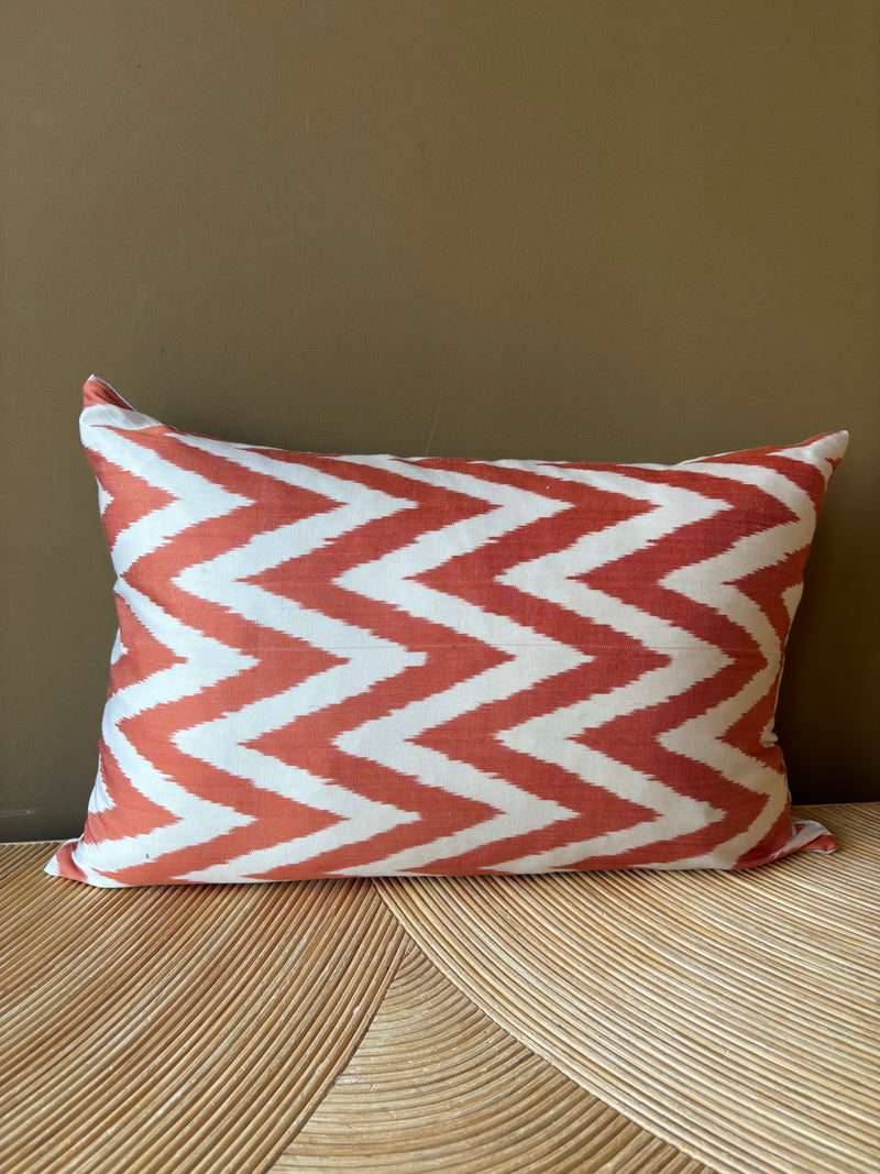 SALE Cushion Terra Ecru Zigzag - Silk Ikat