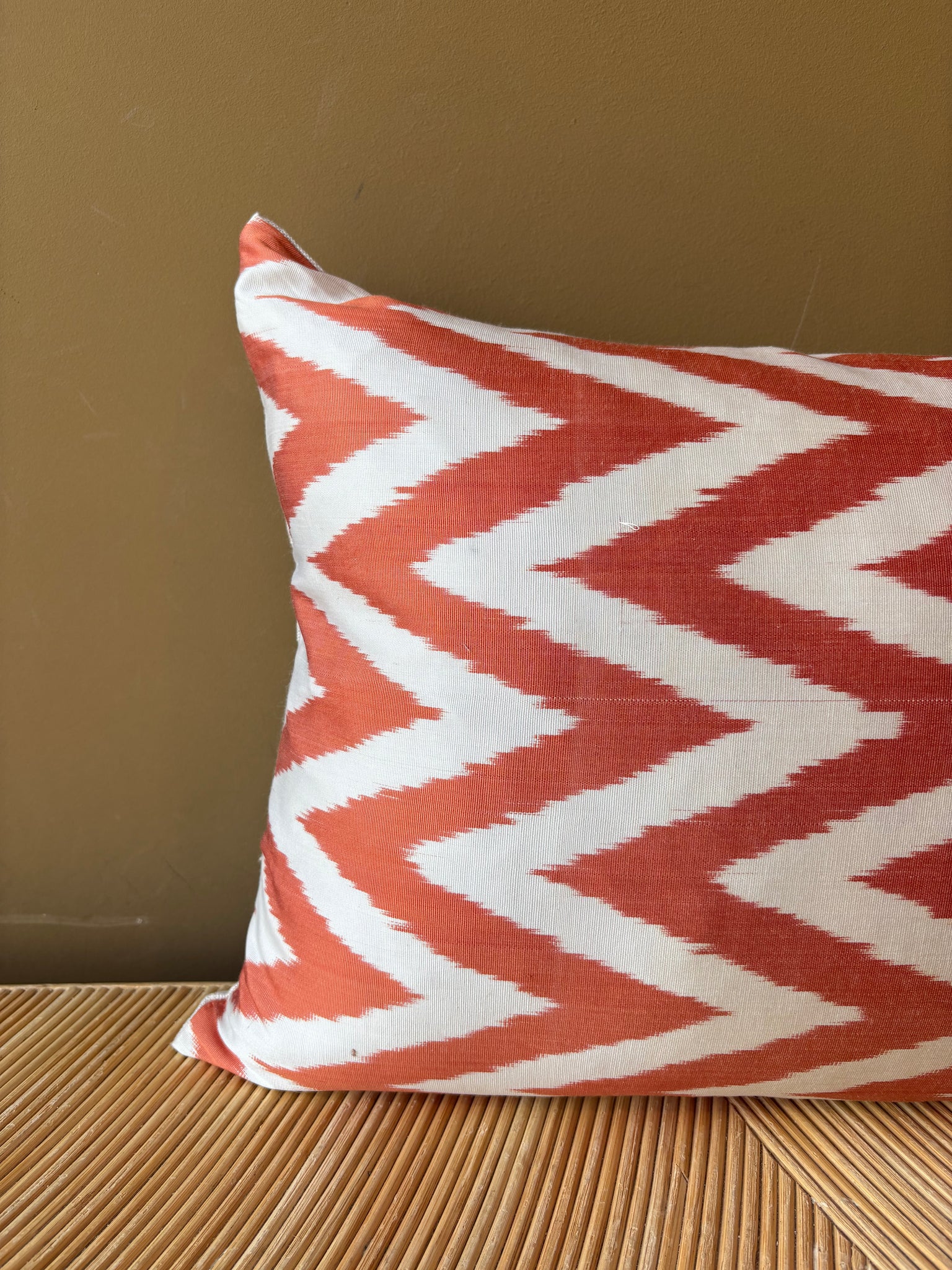 SALE Cushion Terra Ecru Zigzag - Silk Ikat
