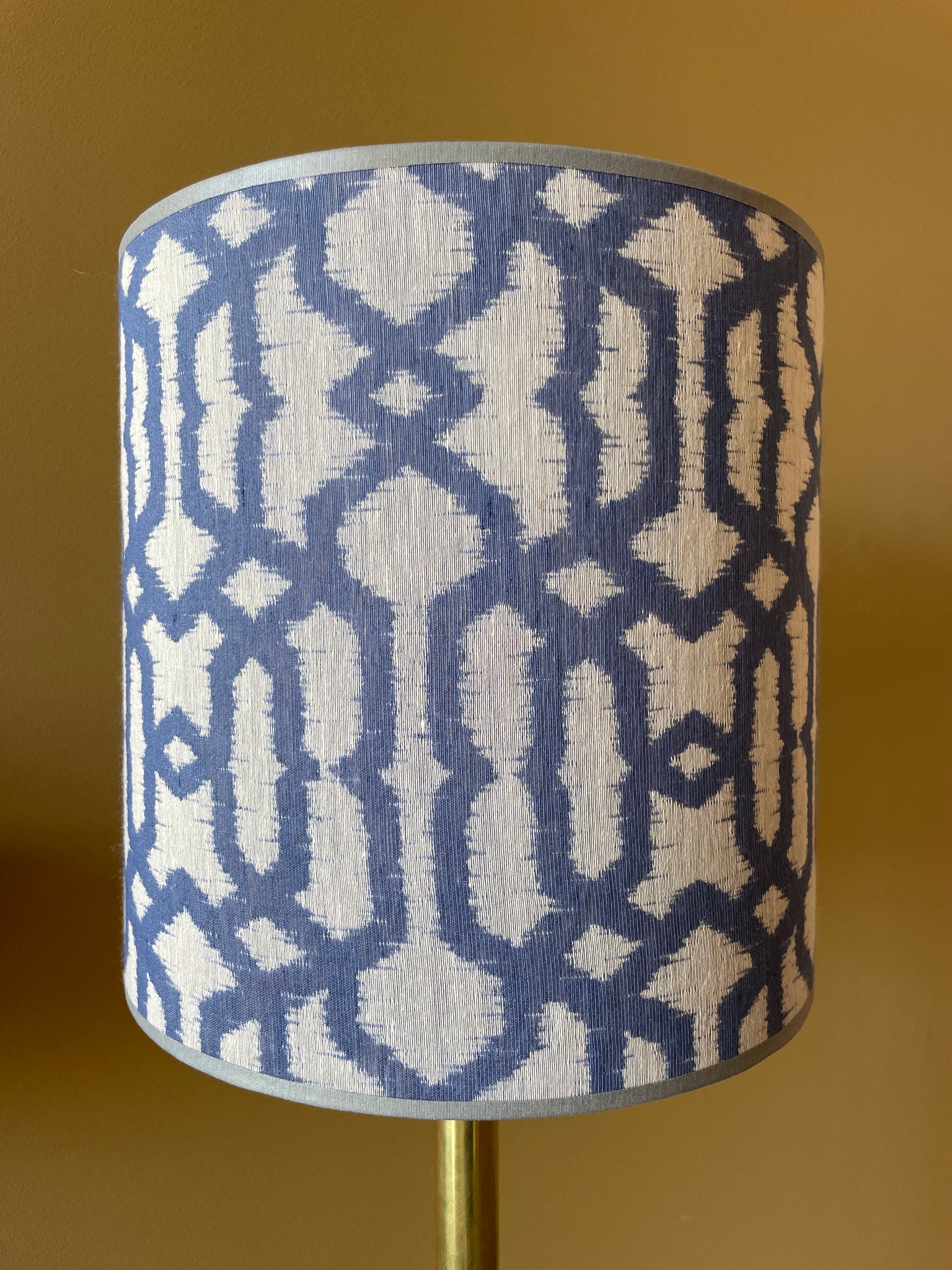 Double Woven Silk Blue & Silver Pattern