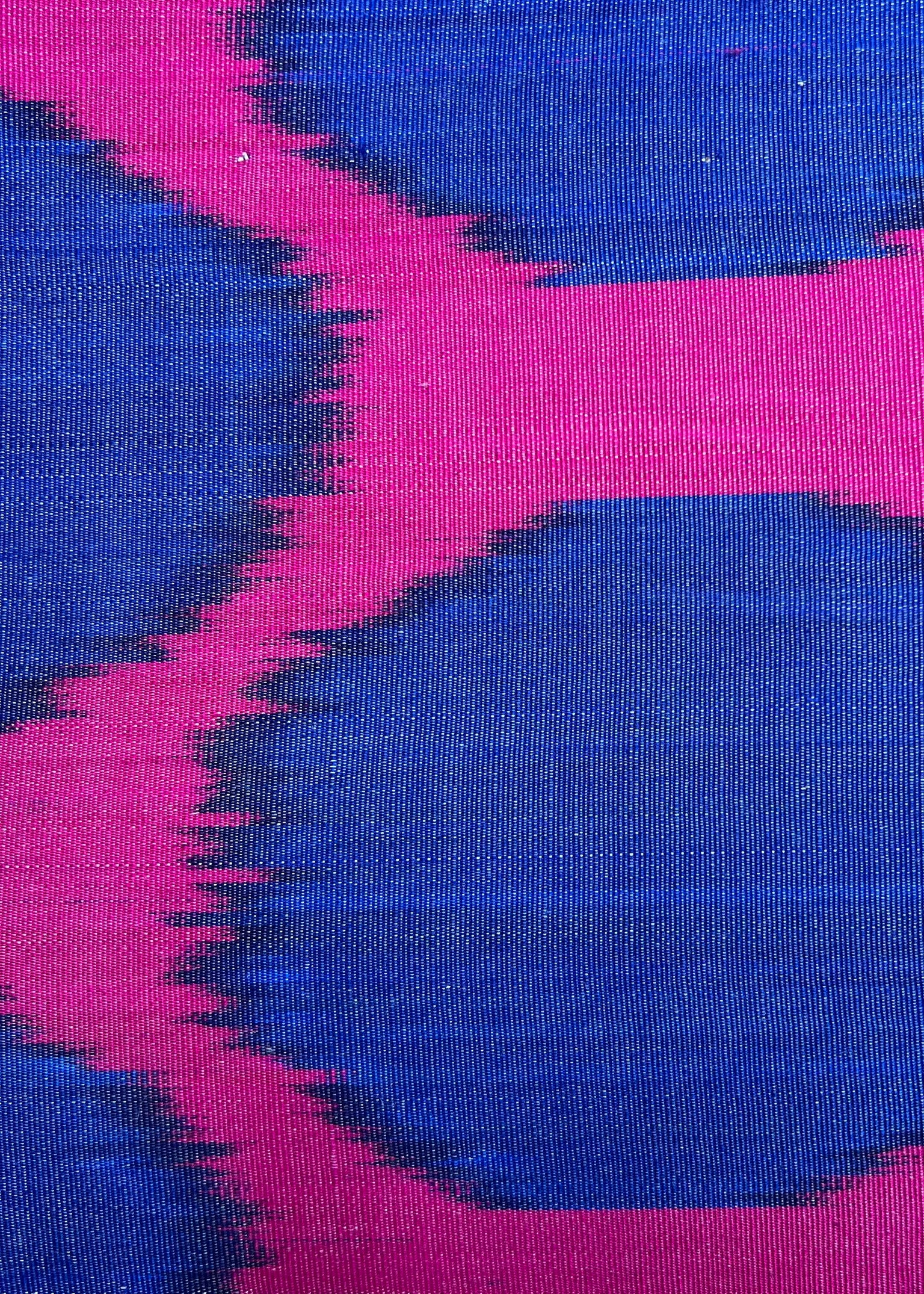 Blue Dots On Fuchsia Silk Ikat