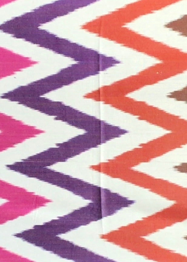 Pink Brown Zigzag Silk Ikat