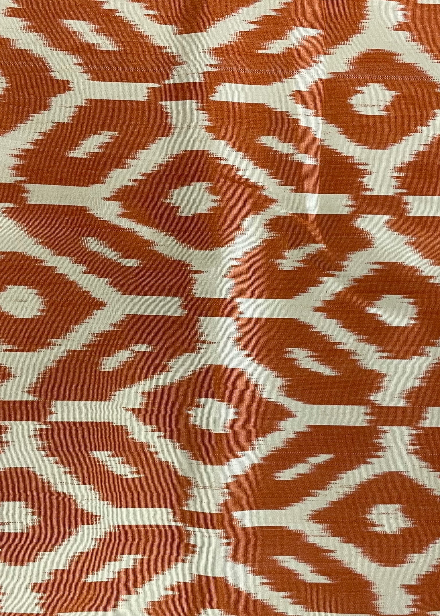 Terra White Flower Pattern Silk Ikat