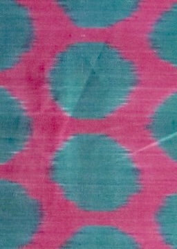 Green Dots On Red Silk Ikat