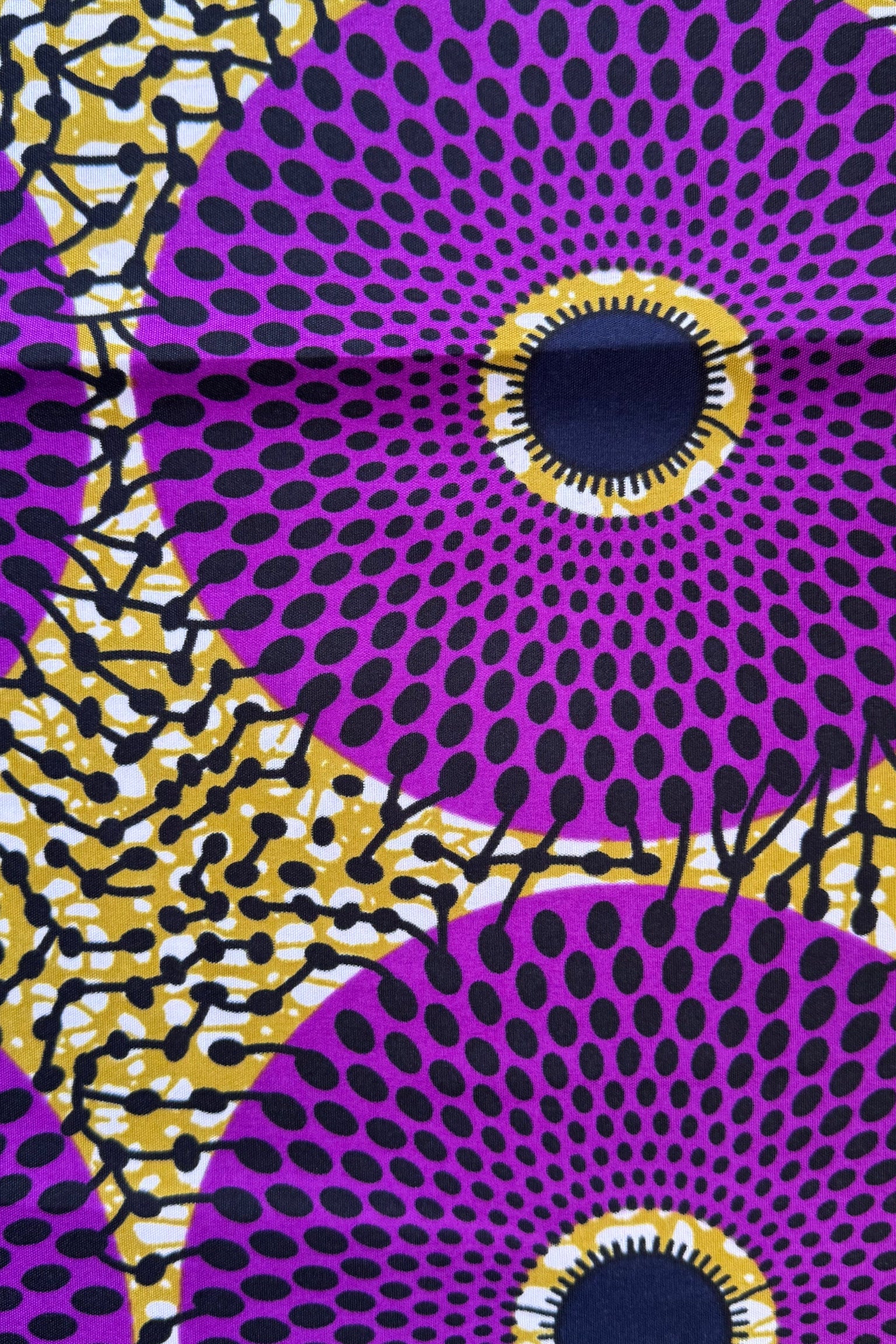 African Wax Magenta Black Retro Circles