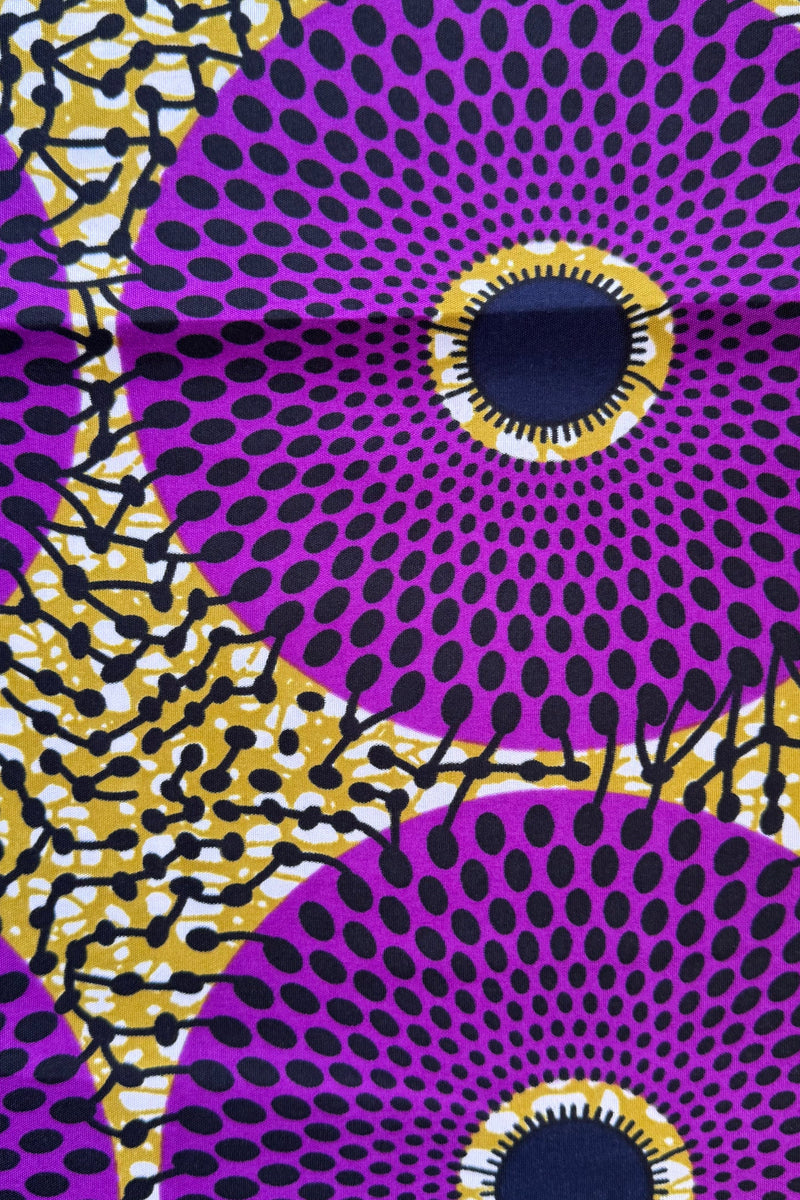 African Wax Magenta Black Retro Circles