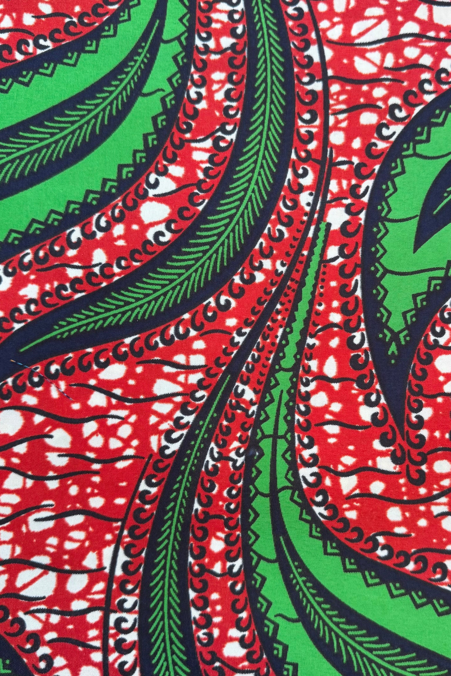 African Wax Green Leaves On Red