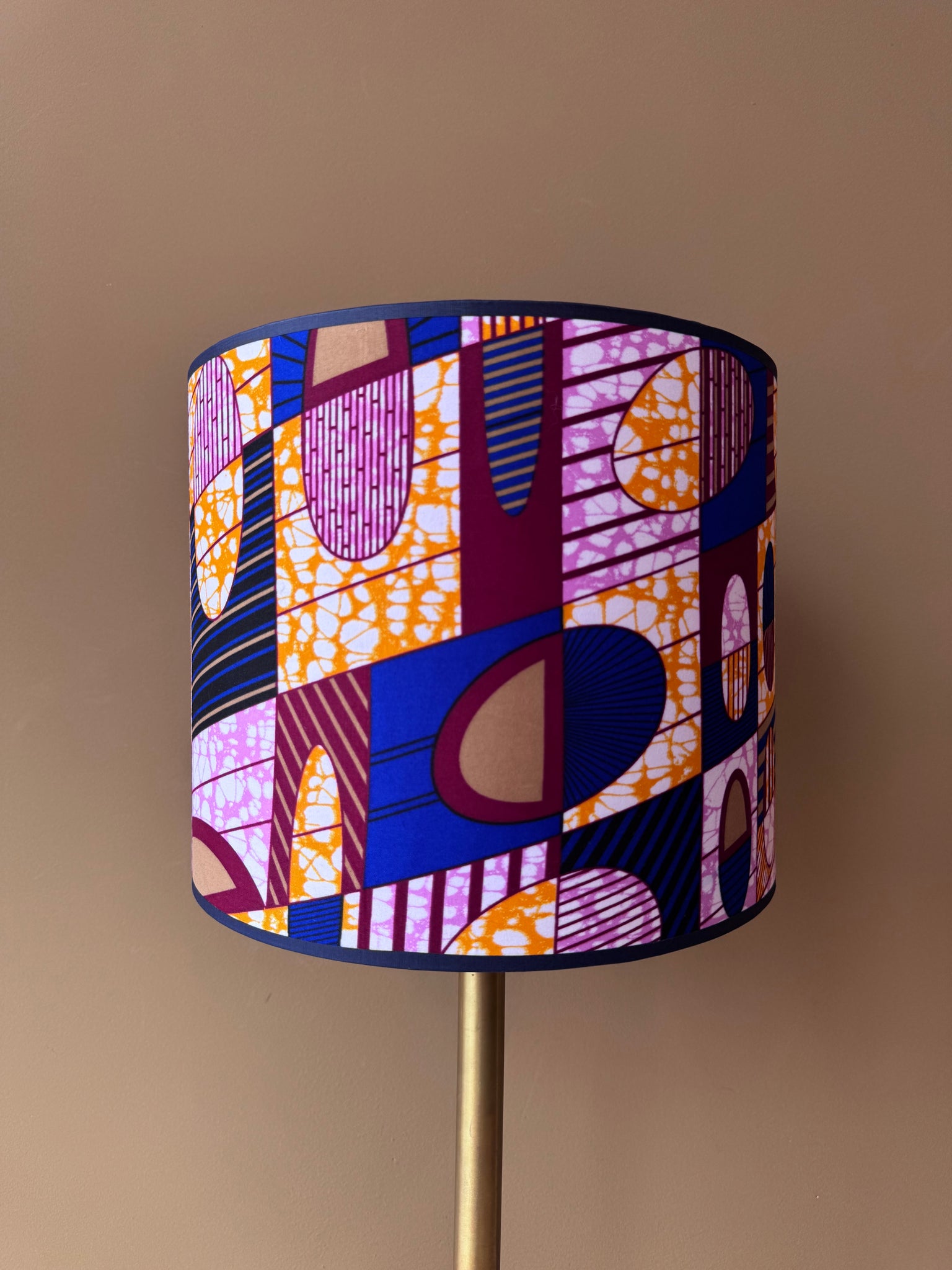 African Wax Bordeaux Yellow Blue Ovals