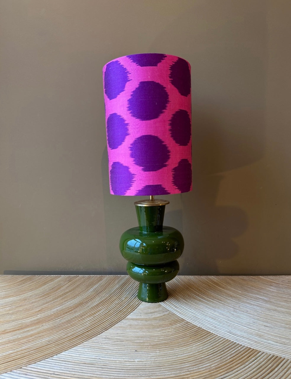 Purple Dots on Fuchsia Silk Ikat