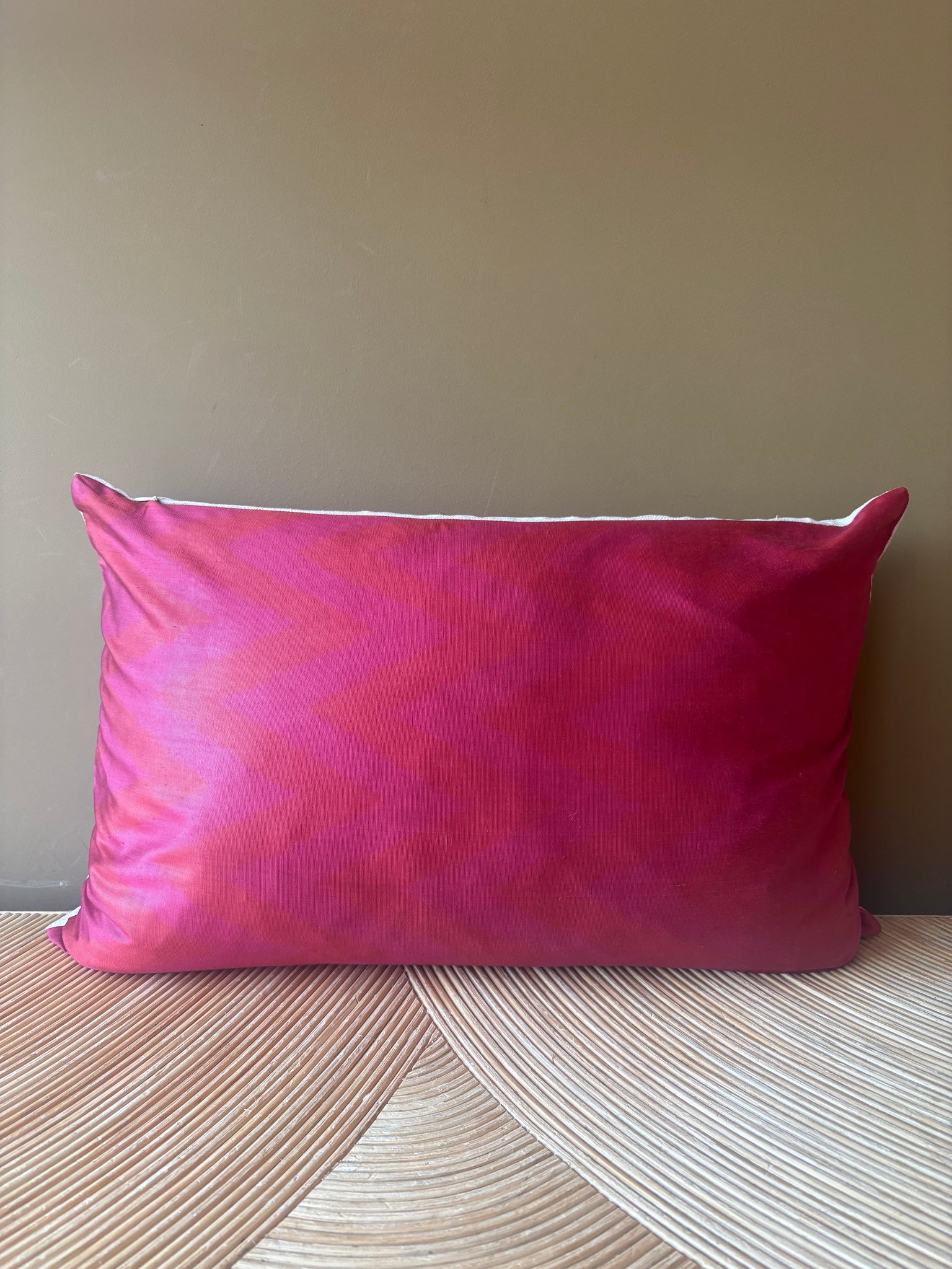 SALE Cushion Dark Pink & Red Zigzag - Silk Ikat