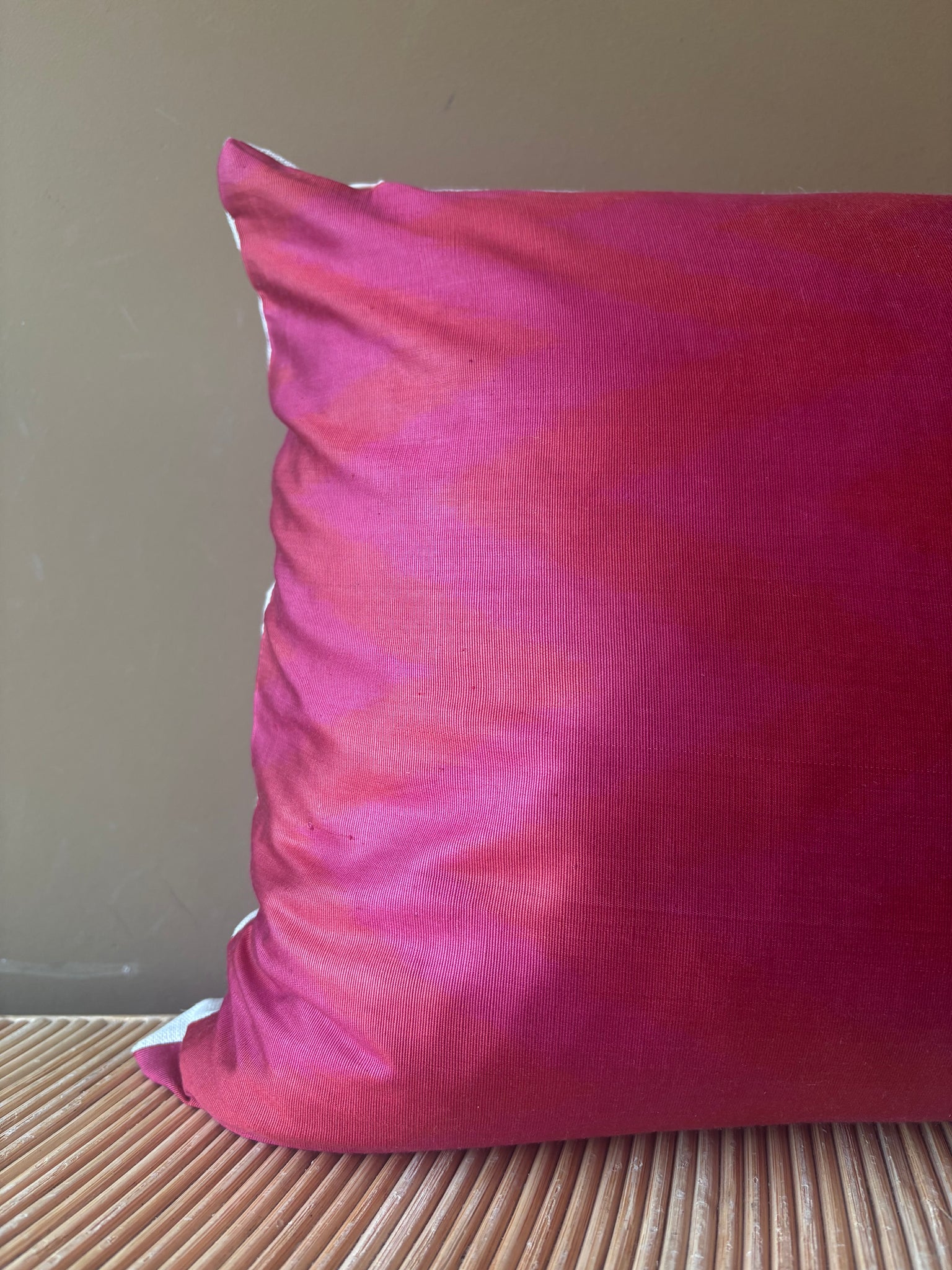 SALE Cushion Dark Pink & Red Zigzag - Silk Ikat