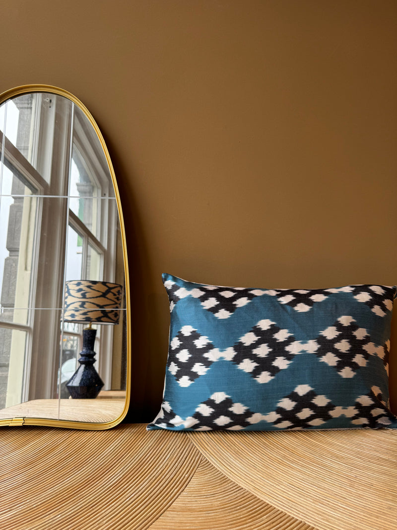 SALE Cushion Blue Sprouts - Silk Ikat