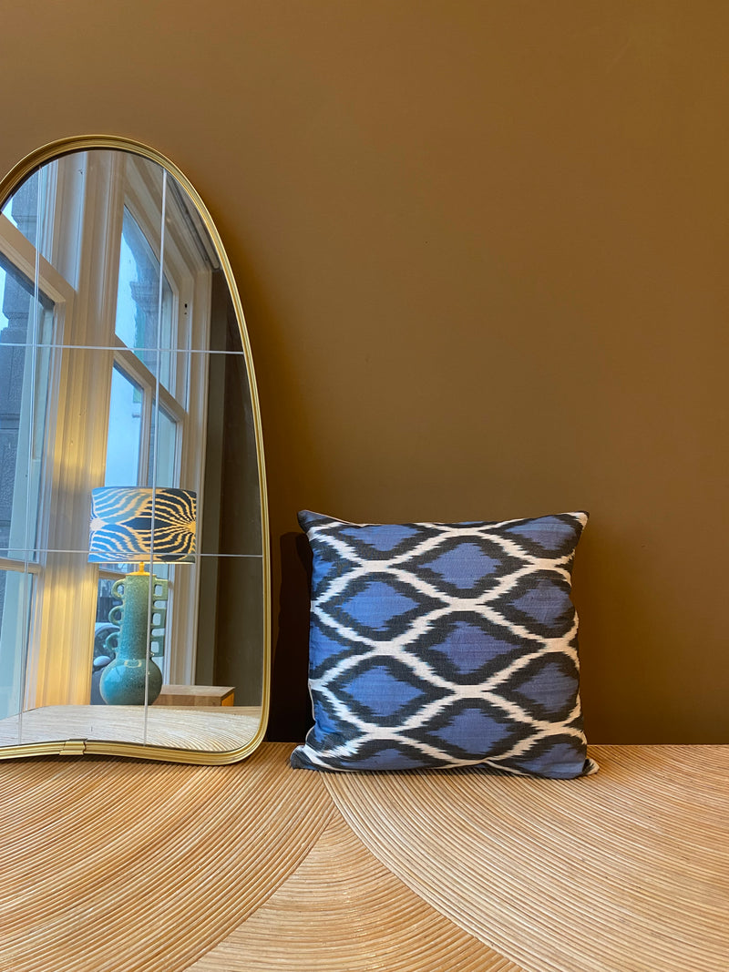 SALE Cushion Blue Checkers - Silk Ikat