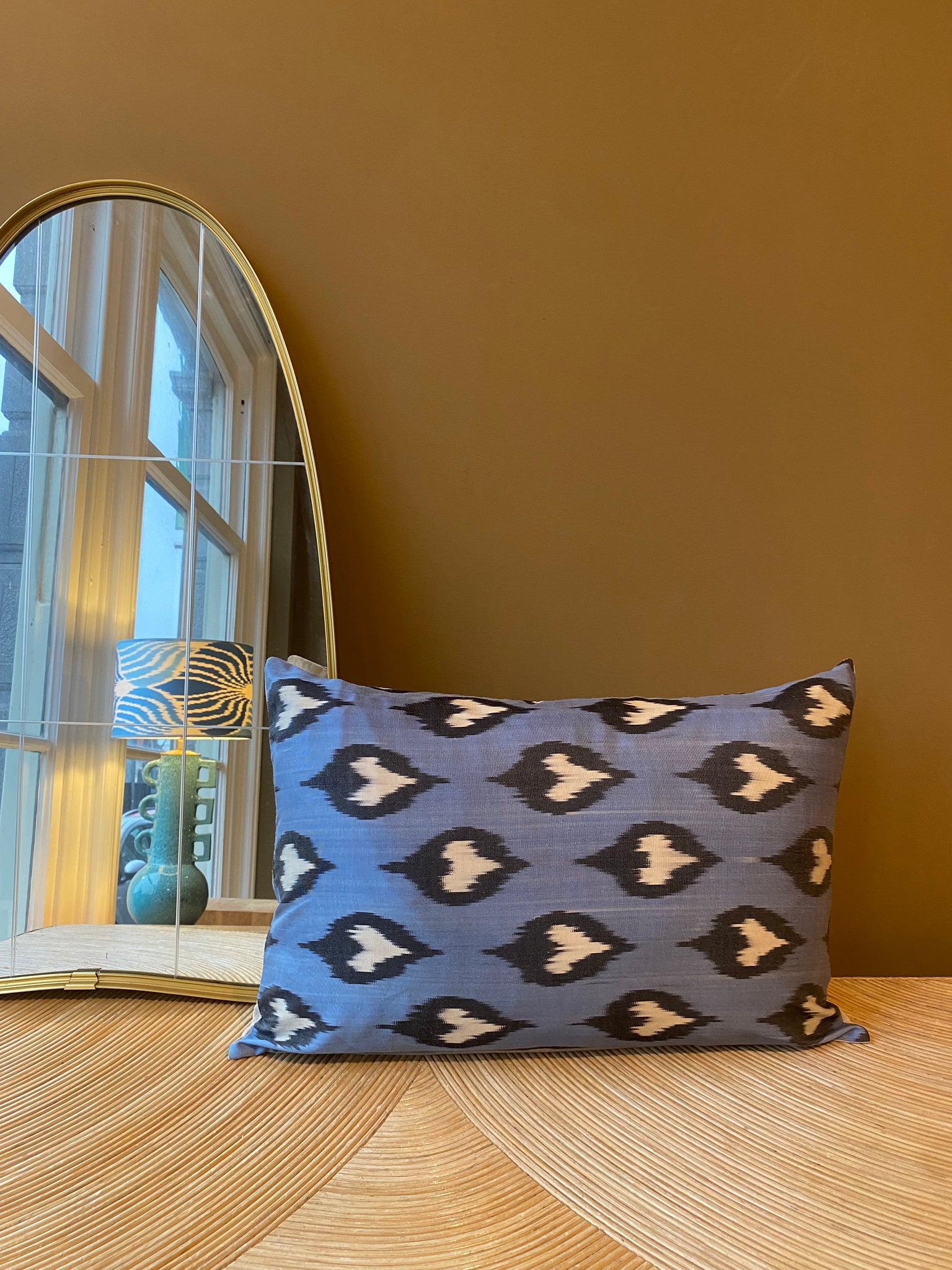 SALE Cushion Blue Flame - Silk Ikat