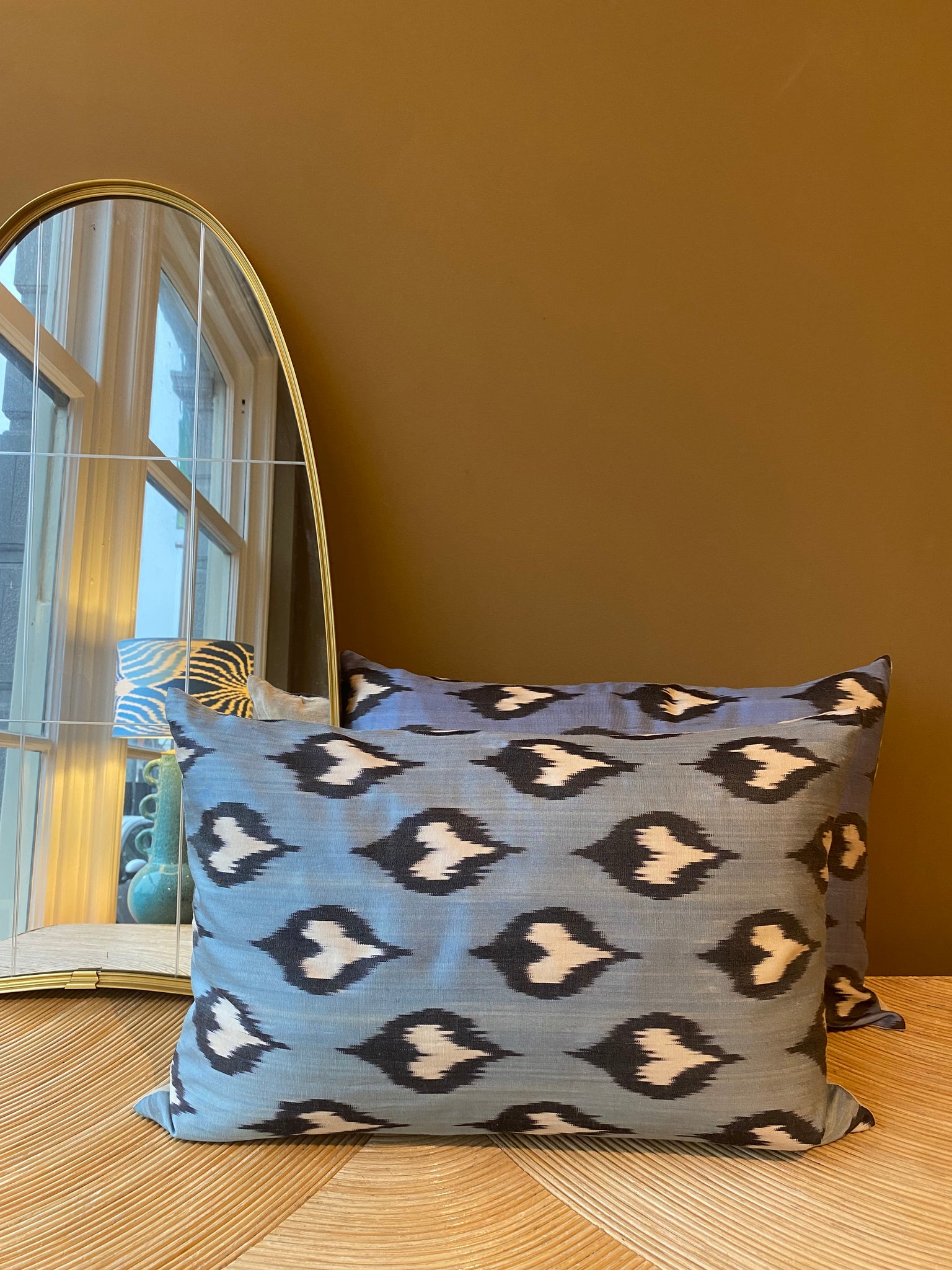 SALE Cushion Blue Flame - Silk Ikat