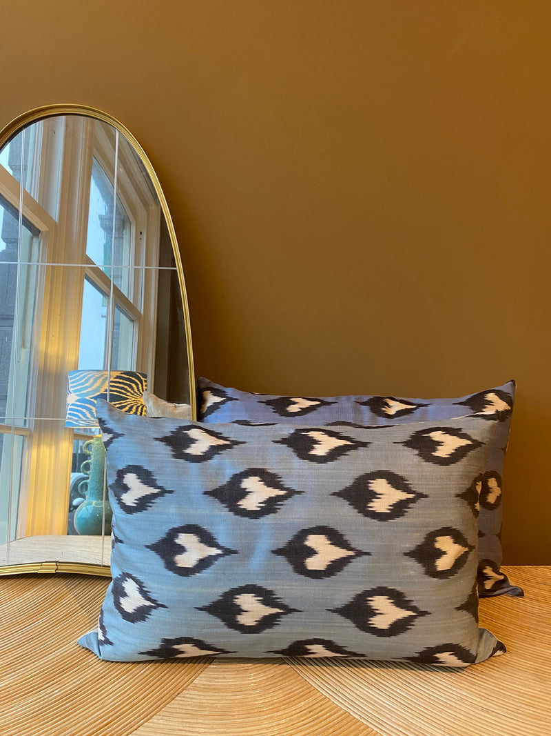 SALE Cushion Blue Flame - Silk Ikat