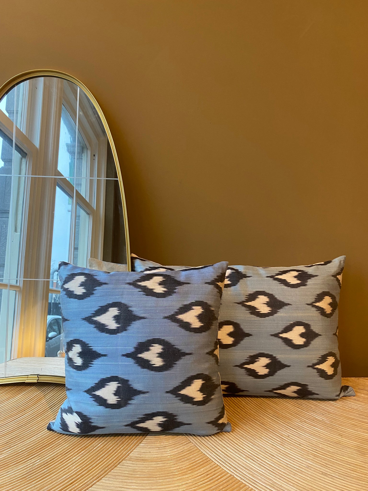 SALE Cushion Blue Flame - Silk Ikat