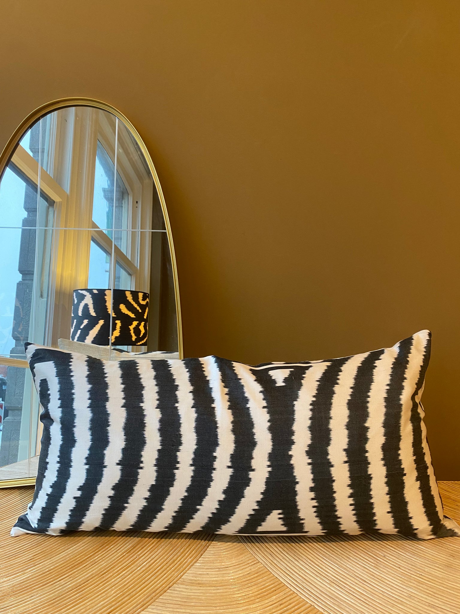 SALE Cushion Black Waves - Silk Ikat