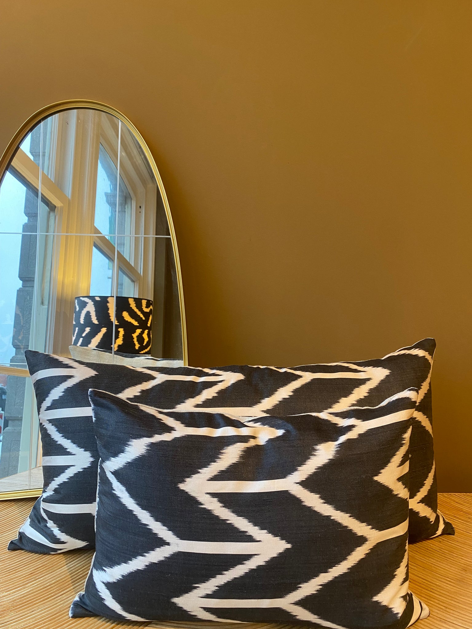 SALE Cushion Black Arrow - Silk Ikat