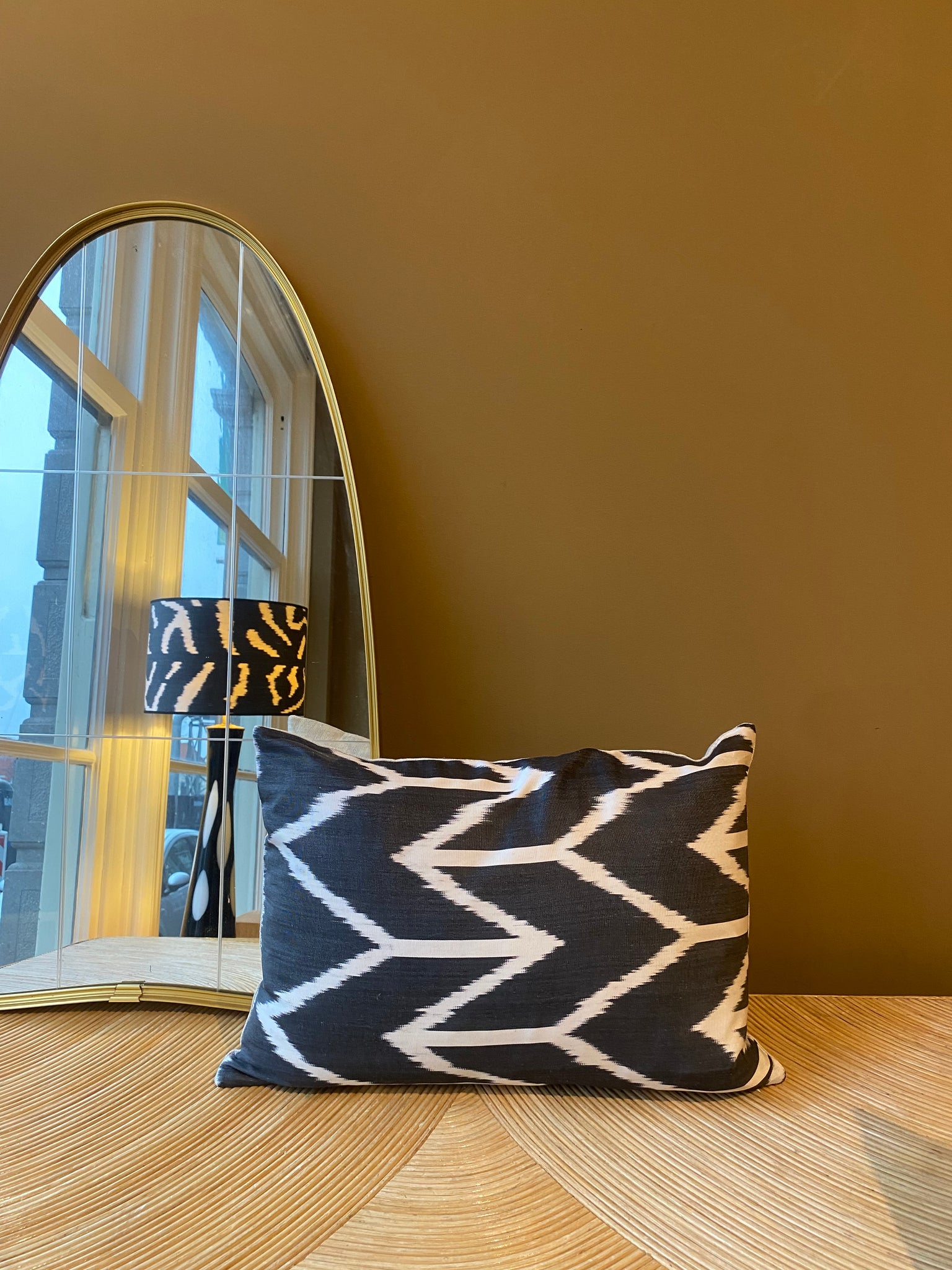 SALE Cushion Black Arrow - Silk Ikat