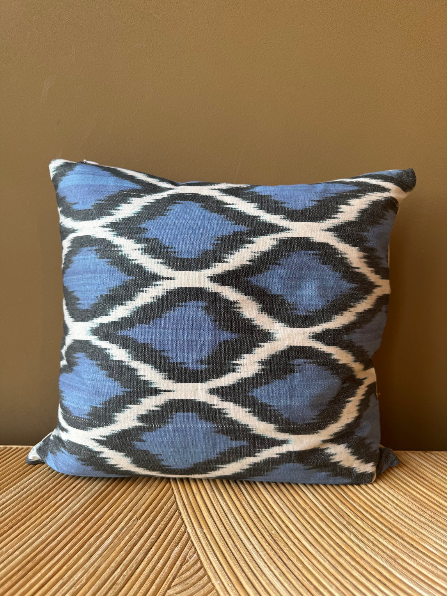 SALE Cushion Blue Checkers - Silk Ikat