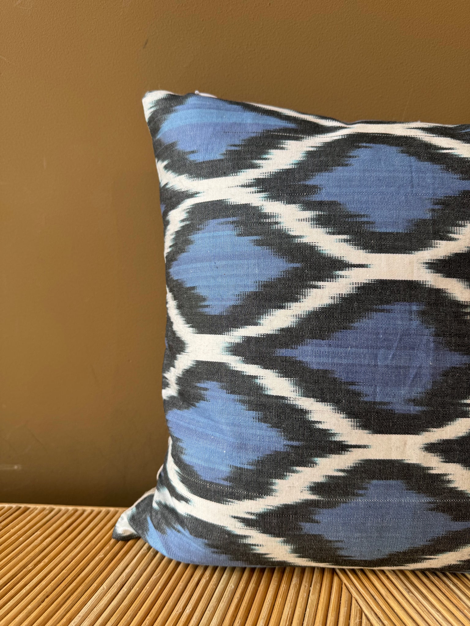 SALE Cushion Blue Checkers - Silk Ikat
