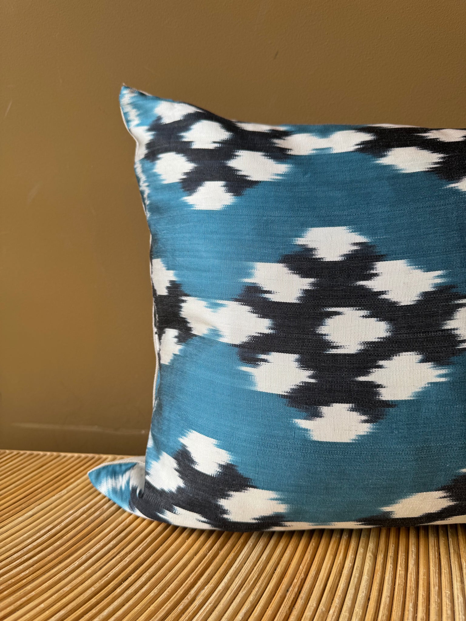 SALE Cushion Blue Sprouts - Silk Ikat