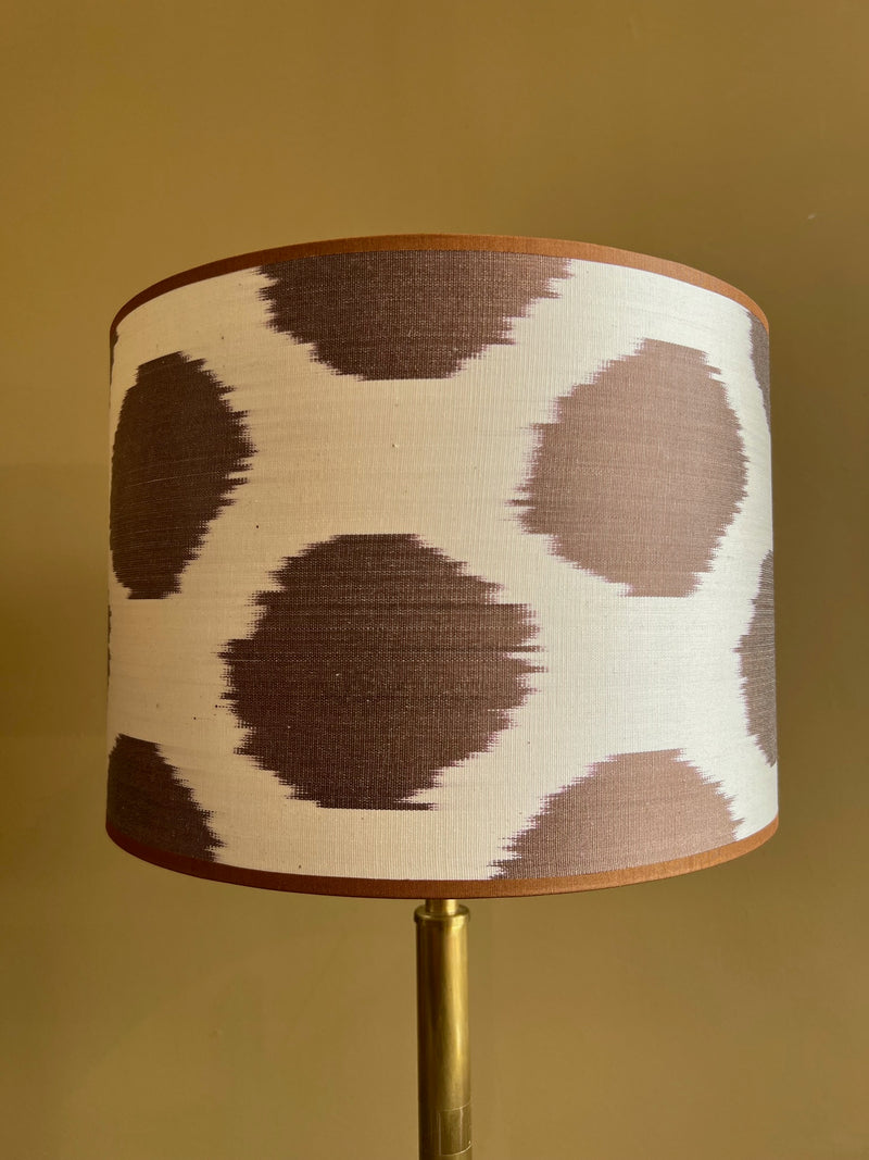 Brown Dots on White Silk Ikat