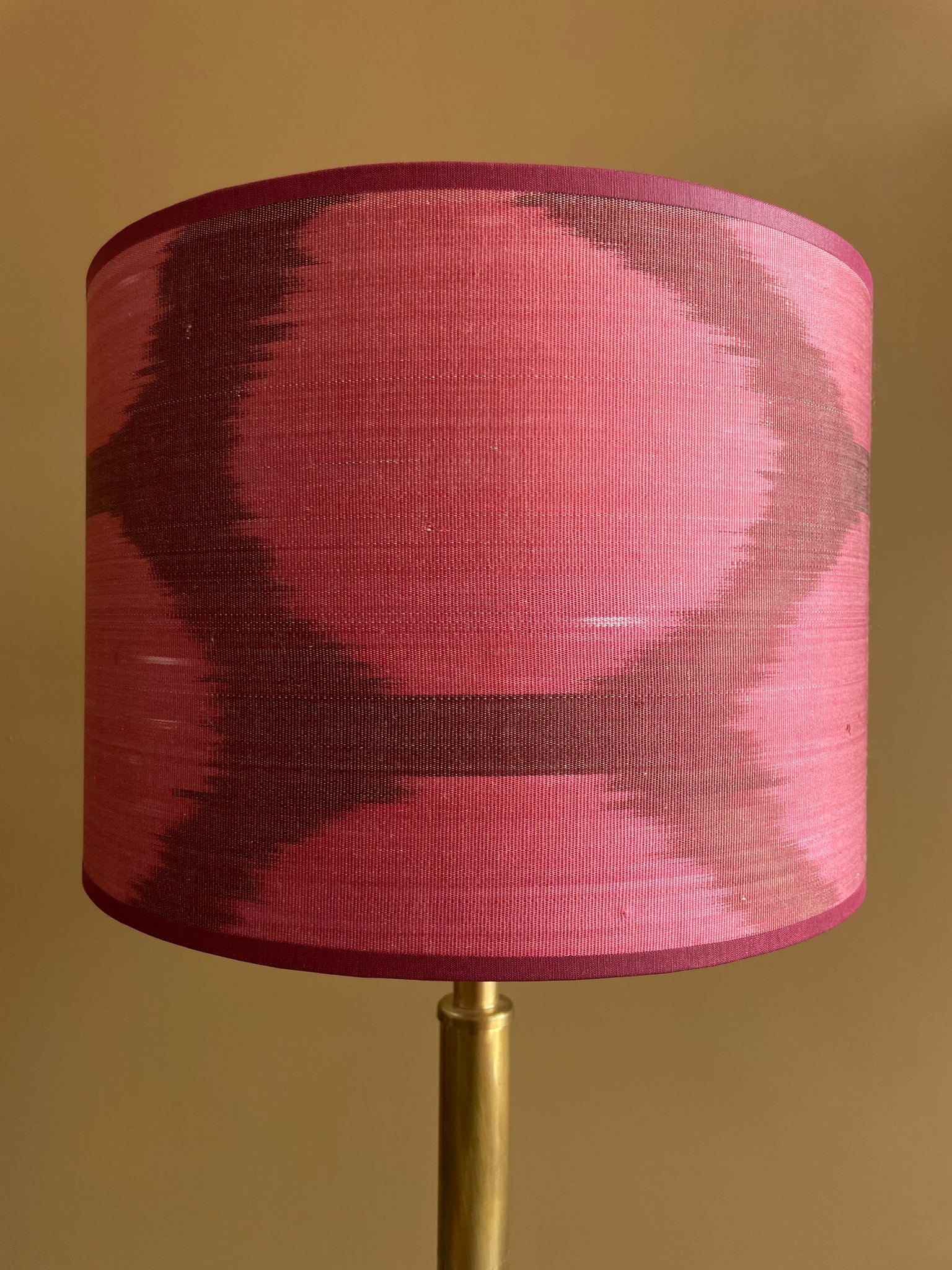 Pink Dots on Merlot Silk Ikat
