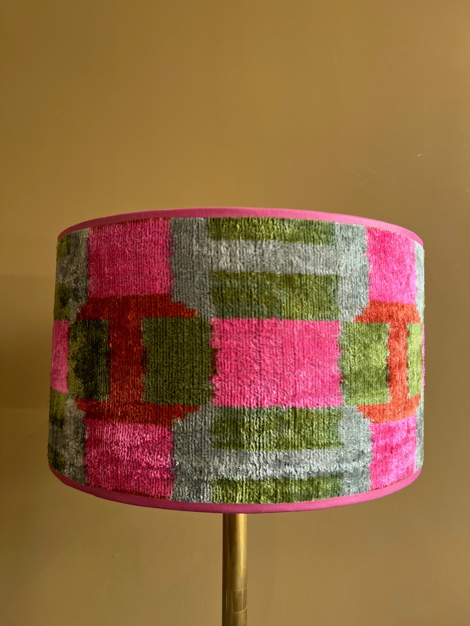 Velvet Pink + Green Squares X