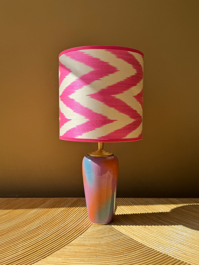 Vintage Glass Dip Dye_Neon pink zigzag