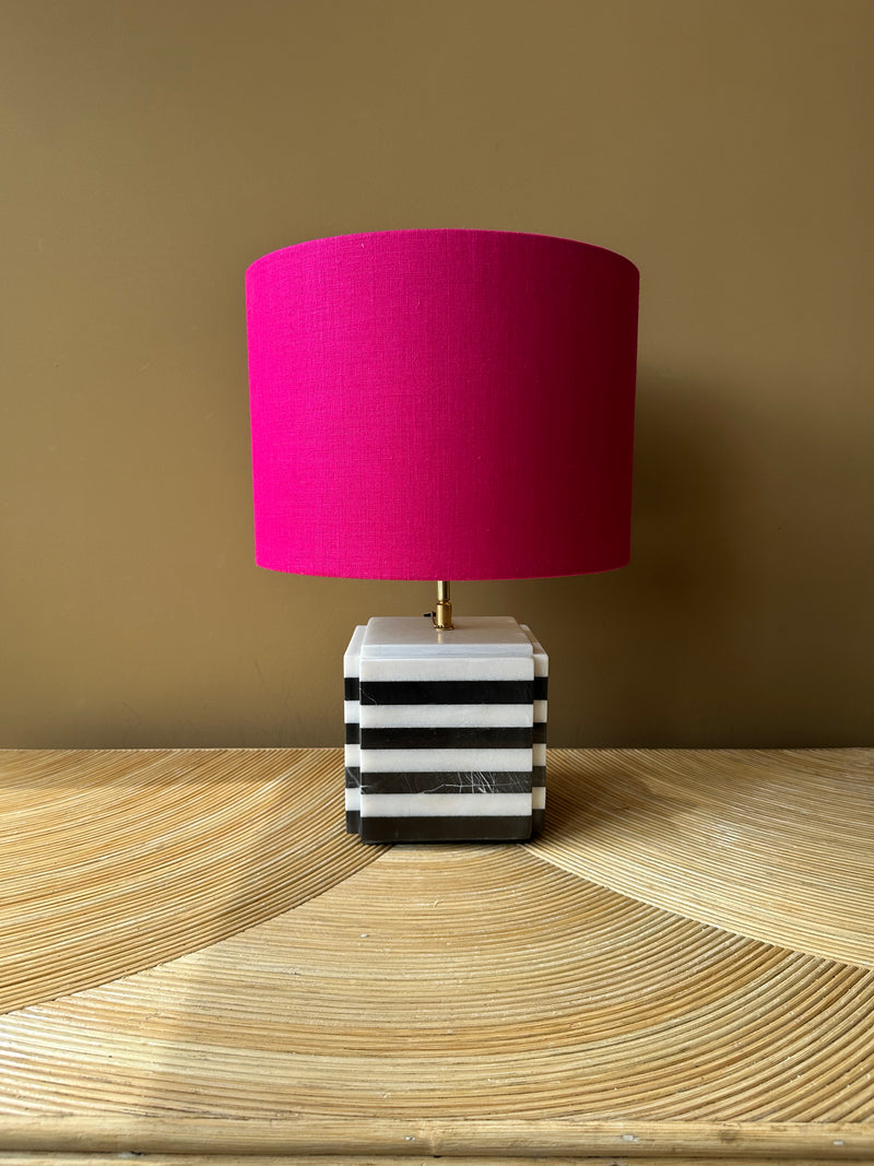 black and white marble striped square_ashoka silk fuchsia 