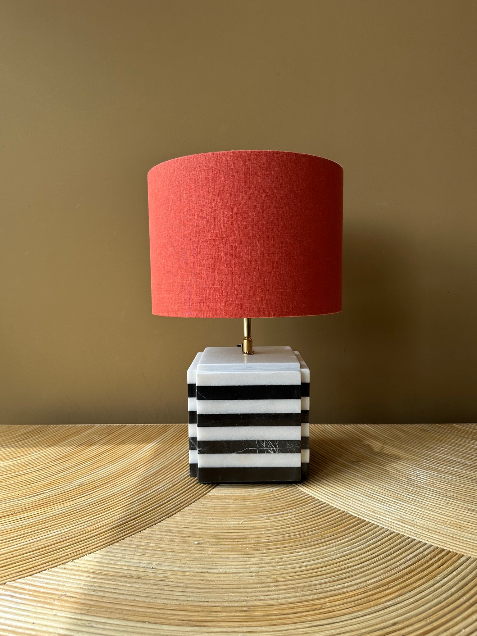 black and white stripes marble square_ashoka silk burned orange