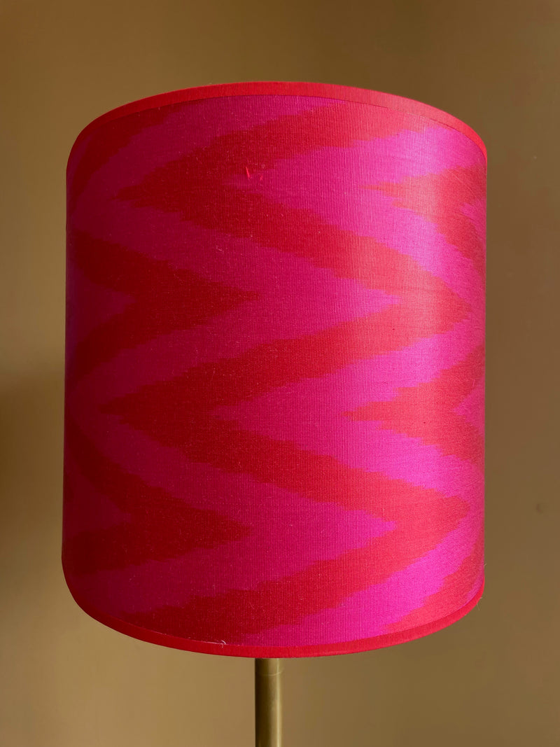 Bright Pink Red Zigzag Silk Ikat