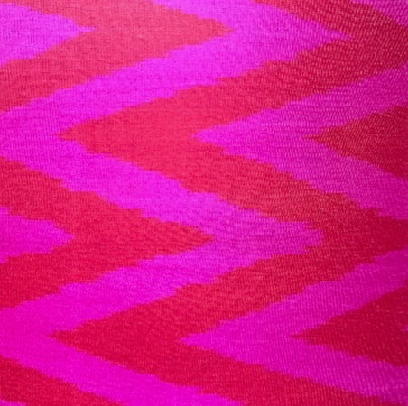 Bright Pink Red Zigzag Silk Ikat