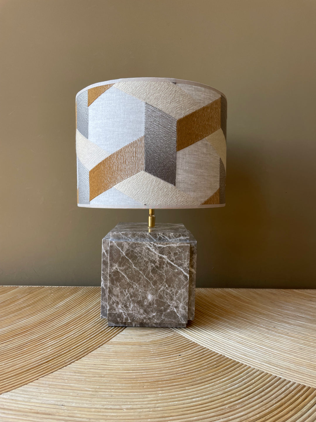 Brown Marble Square Lamp Base | Unique Design by Madame Garage