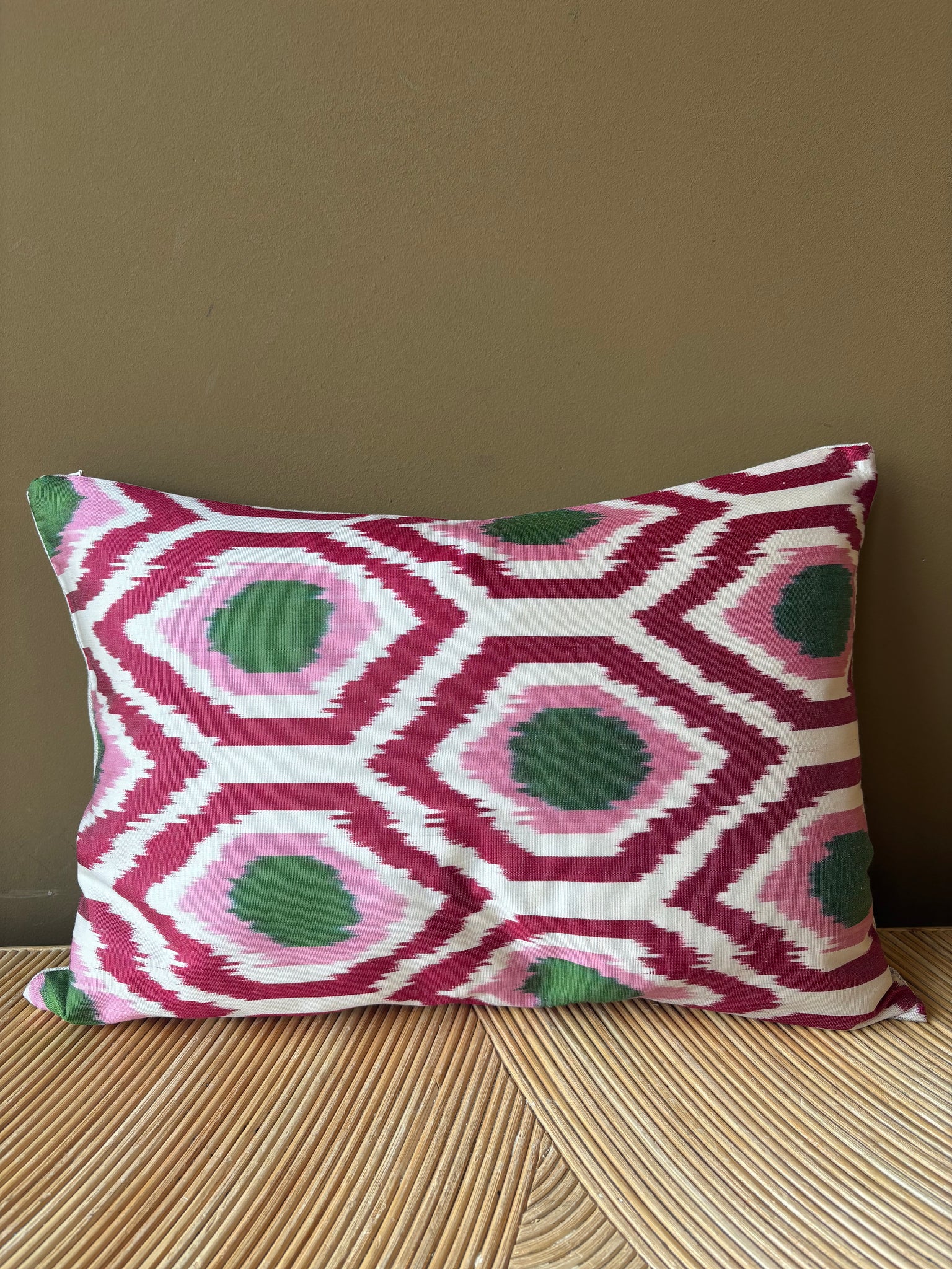 SALE Cushion Retro Red Green - Silk Ikat