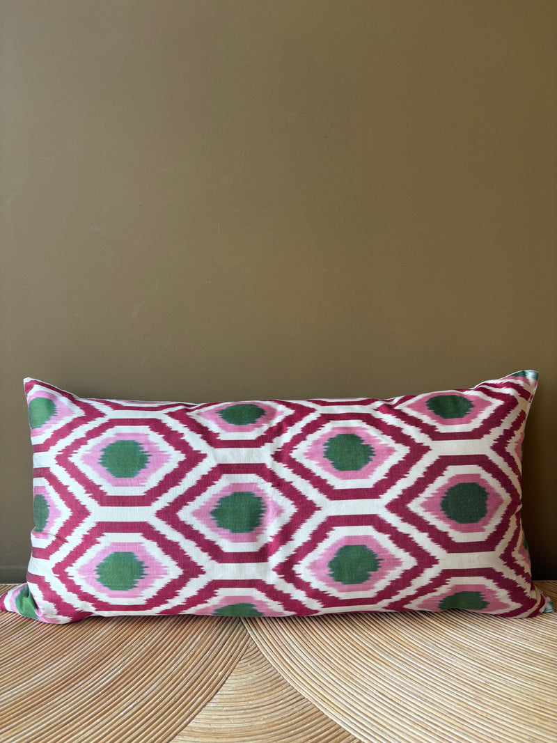 SALE Cushion Retro Red Green - Silk Ikat